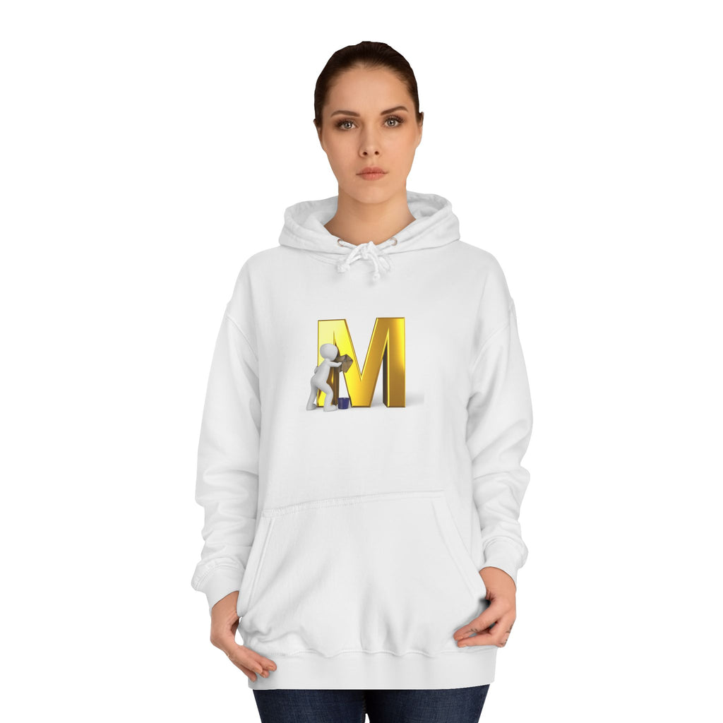 Gold Letter M with Figure Hoodie | Monogram Initial M Sweatshirt