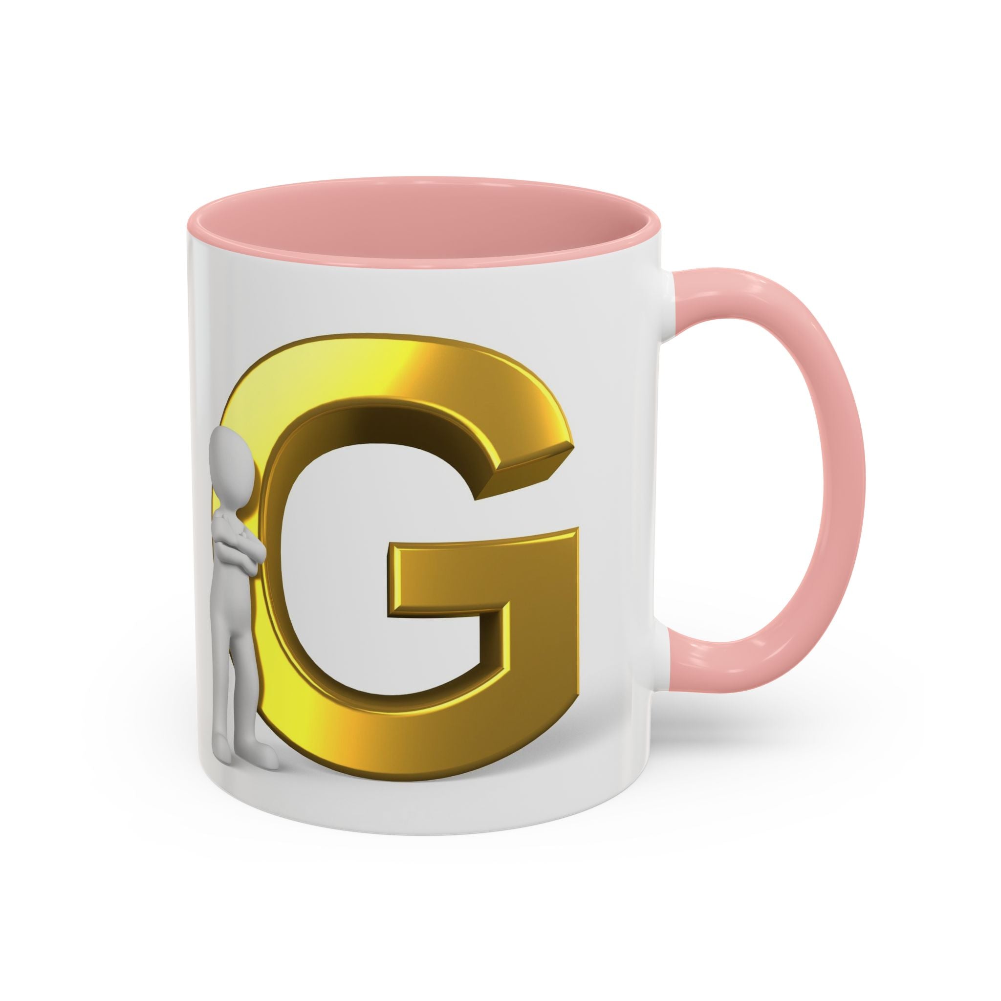 Gold Letter G with 3D Figure Coffee Mug | Initial Monogram Accent