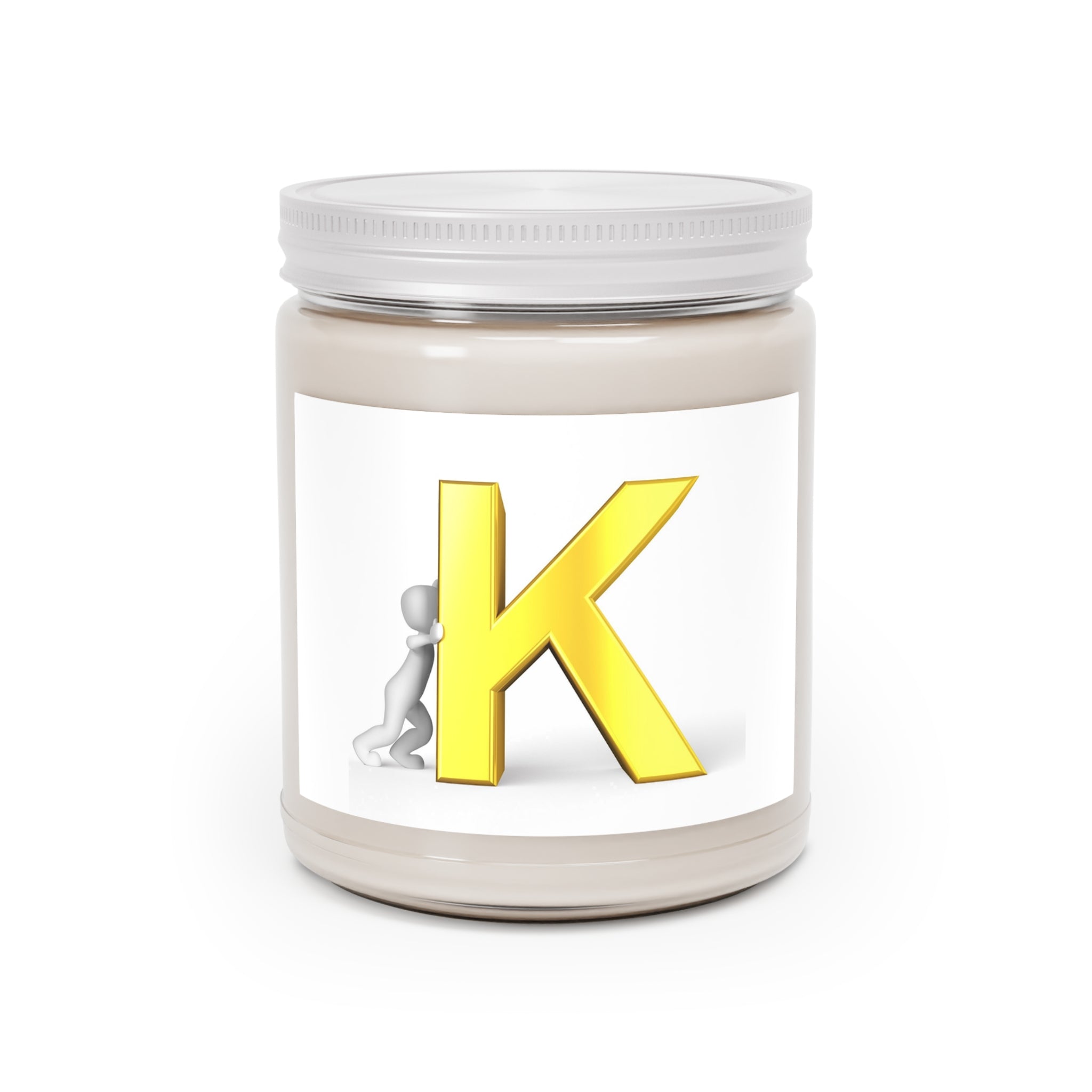 Yellow Letter K Monogram Candle Jar | 9oz Soy Candle