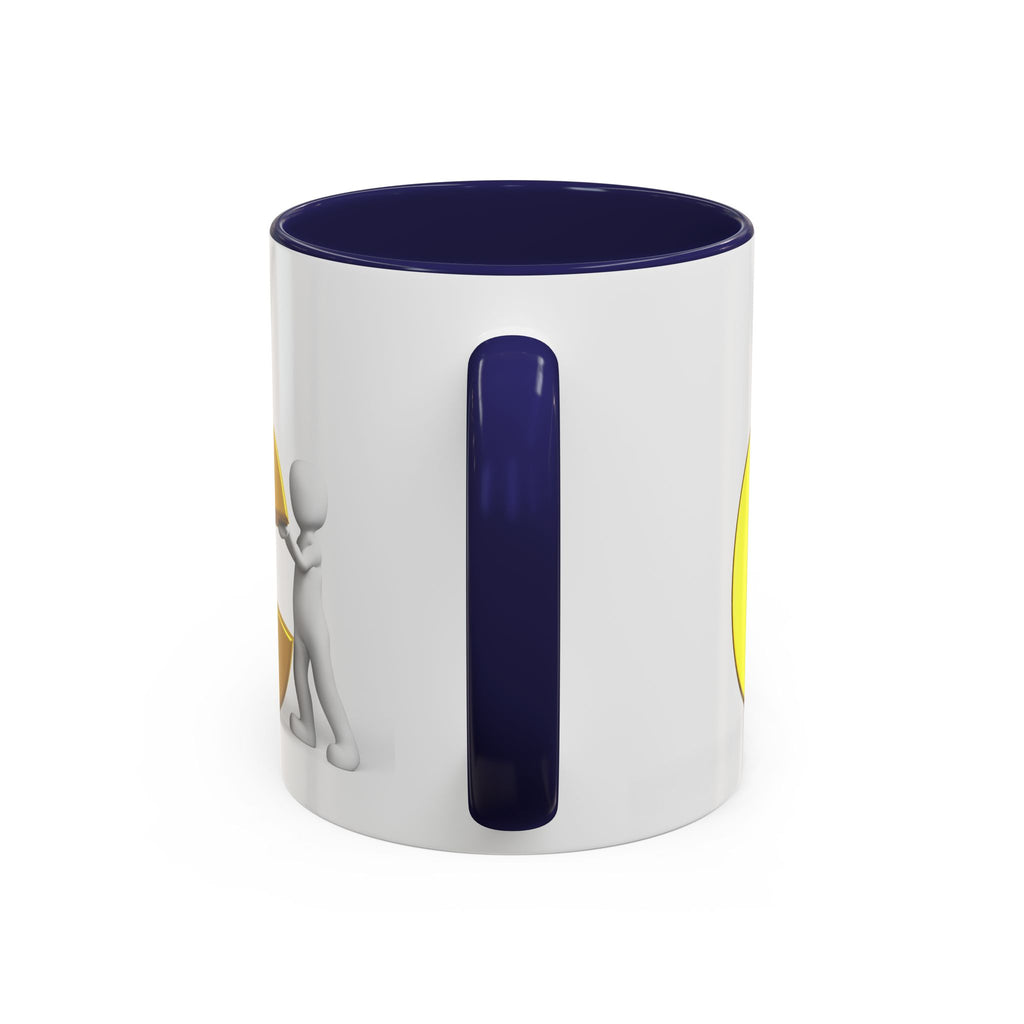 3D Stick Figure Holding Gold Letter C Accent Coffee Mug | Initial Monogram Mug