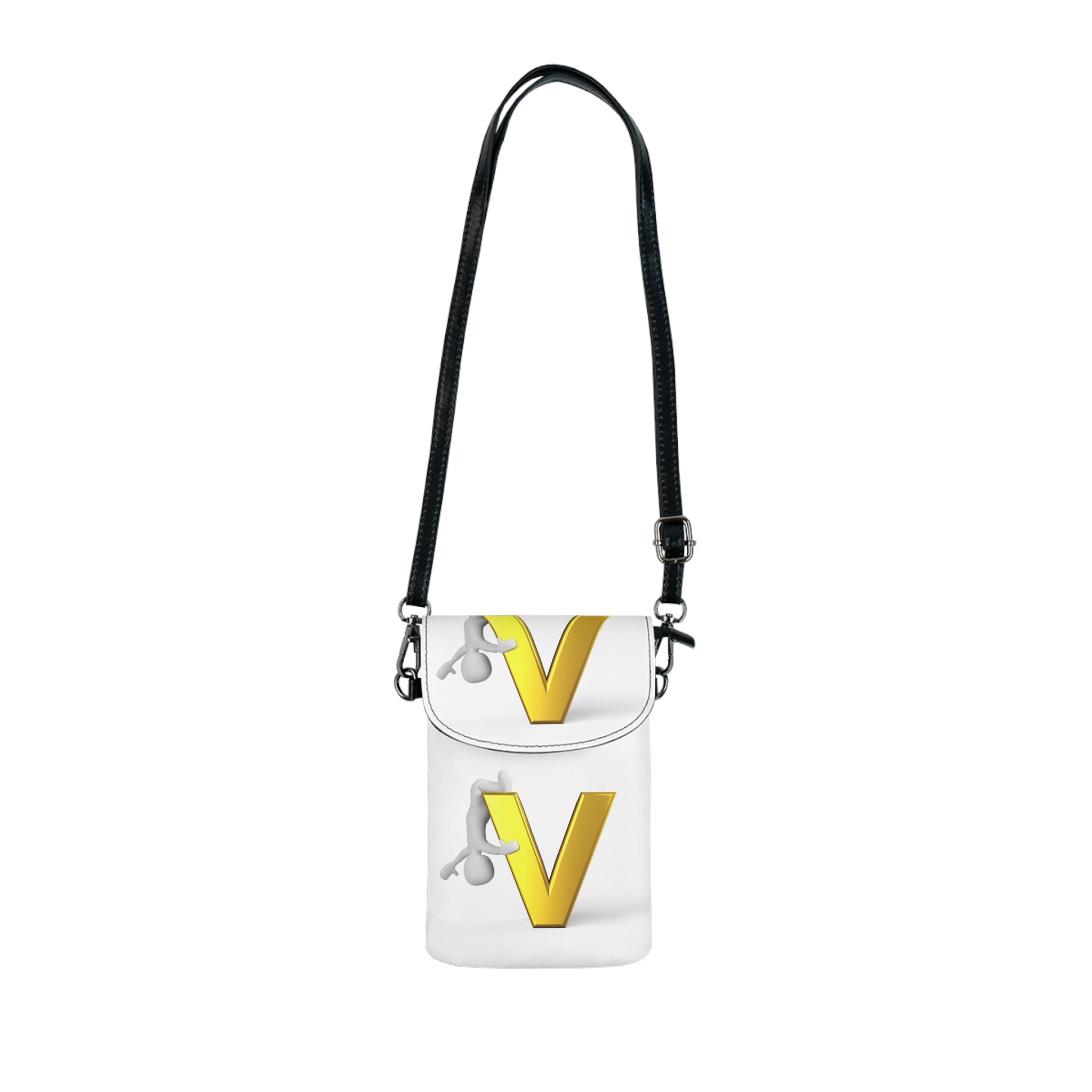 Yellow Letter V Pattern Cell Phone Wallet | Small Crossbody Phone Pouch