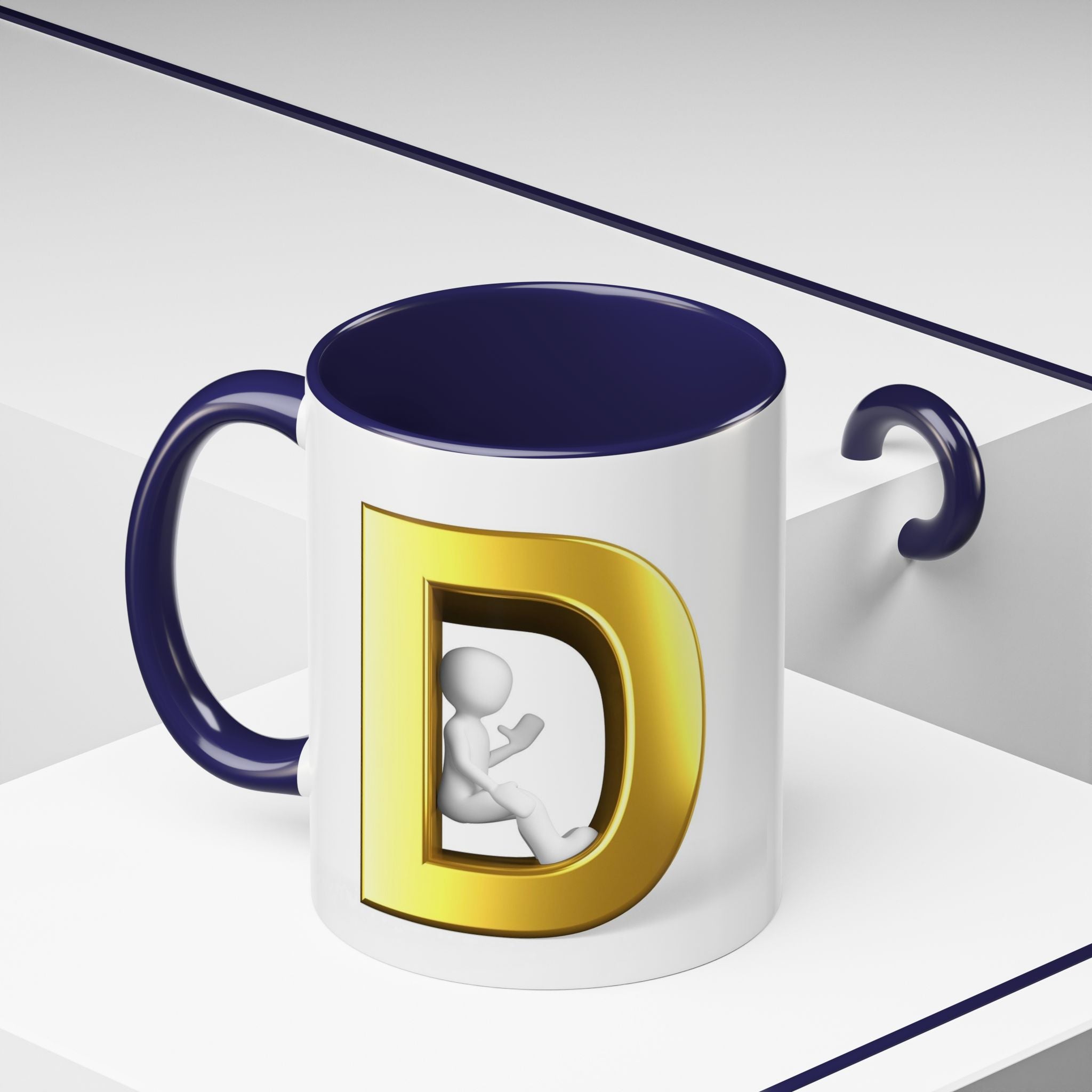 Goldbuchstabe D Monogramm-Tasse | Akzent-Kaffeetasse