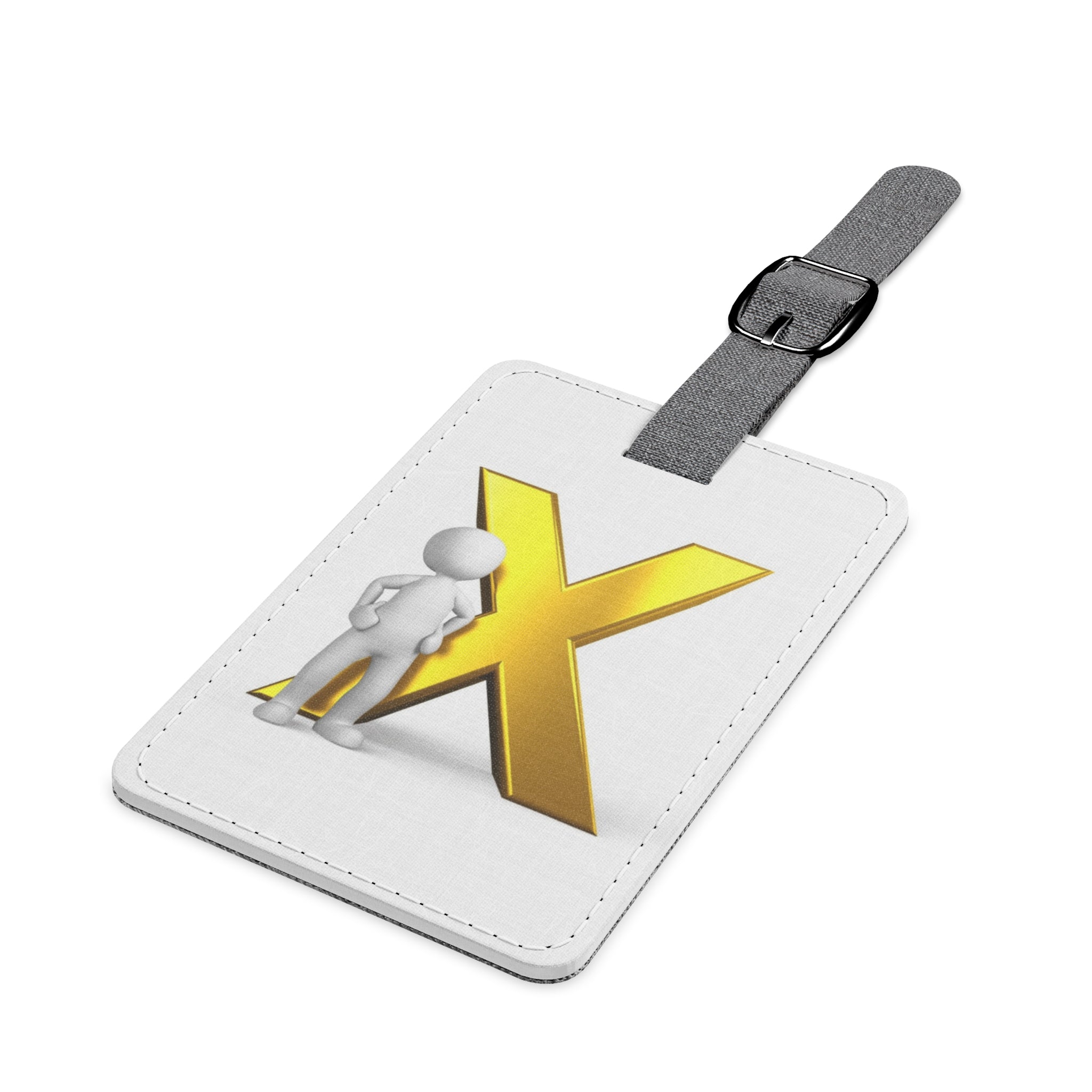 Gold X Monogram Luggage Tag | Rectangle Polyester