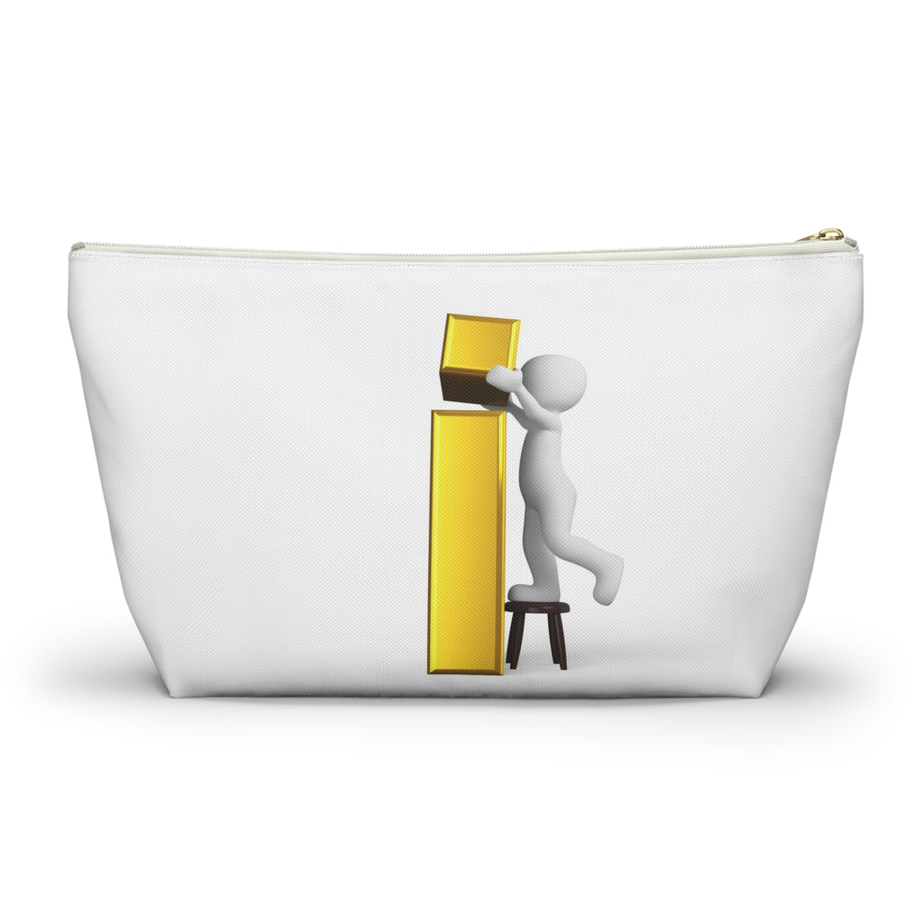3D Stick Figure Building Gold Letter i Accessory Pouch | T-Bottom Zipper Pouch