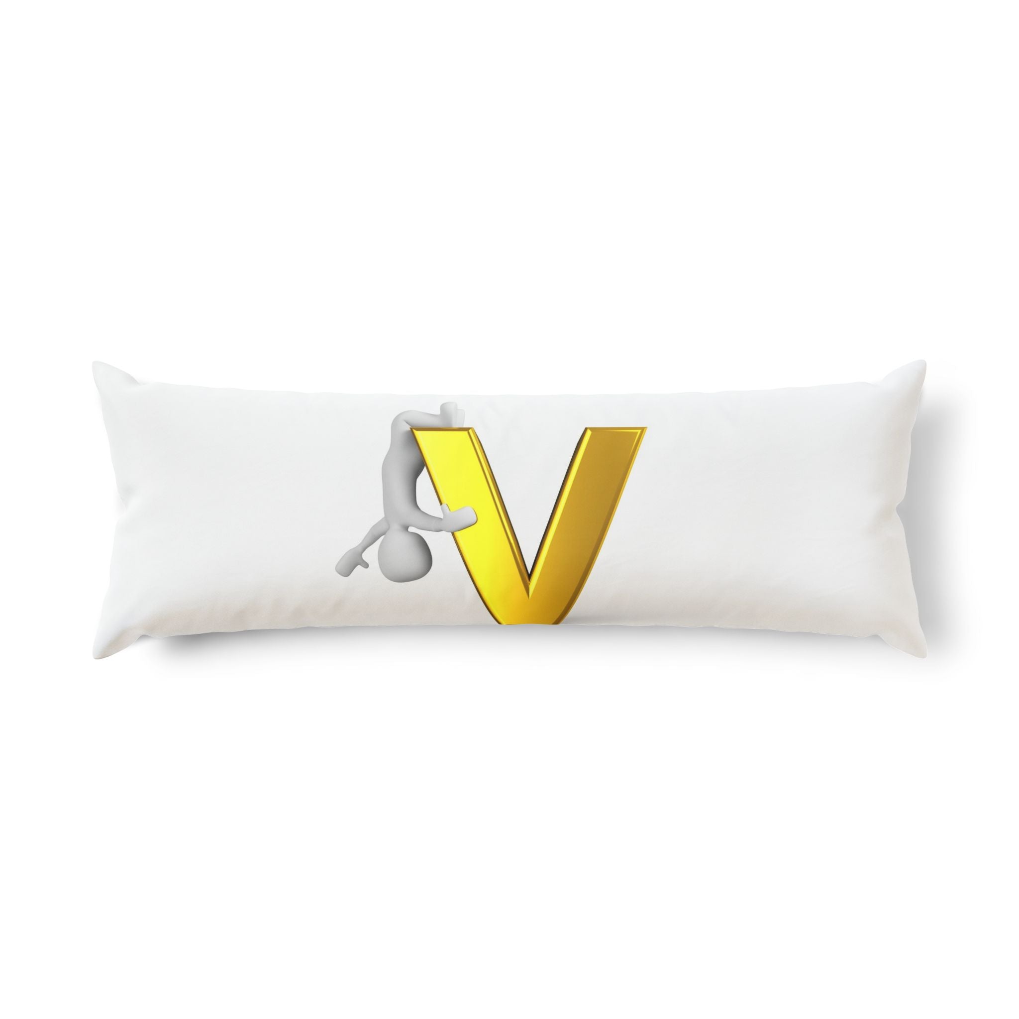 Gold Letter V with Hugging Figure Body Pillow | Monogram Initial V