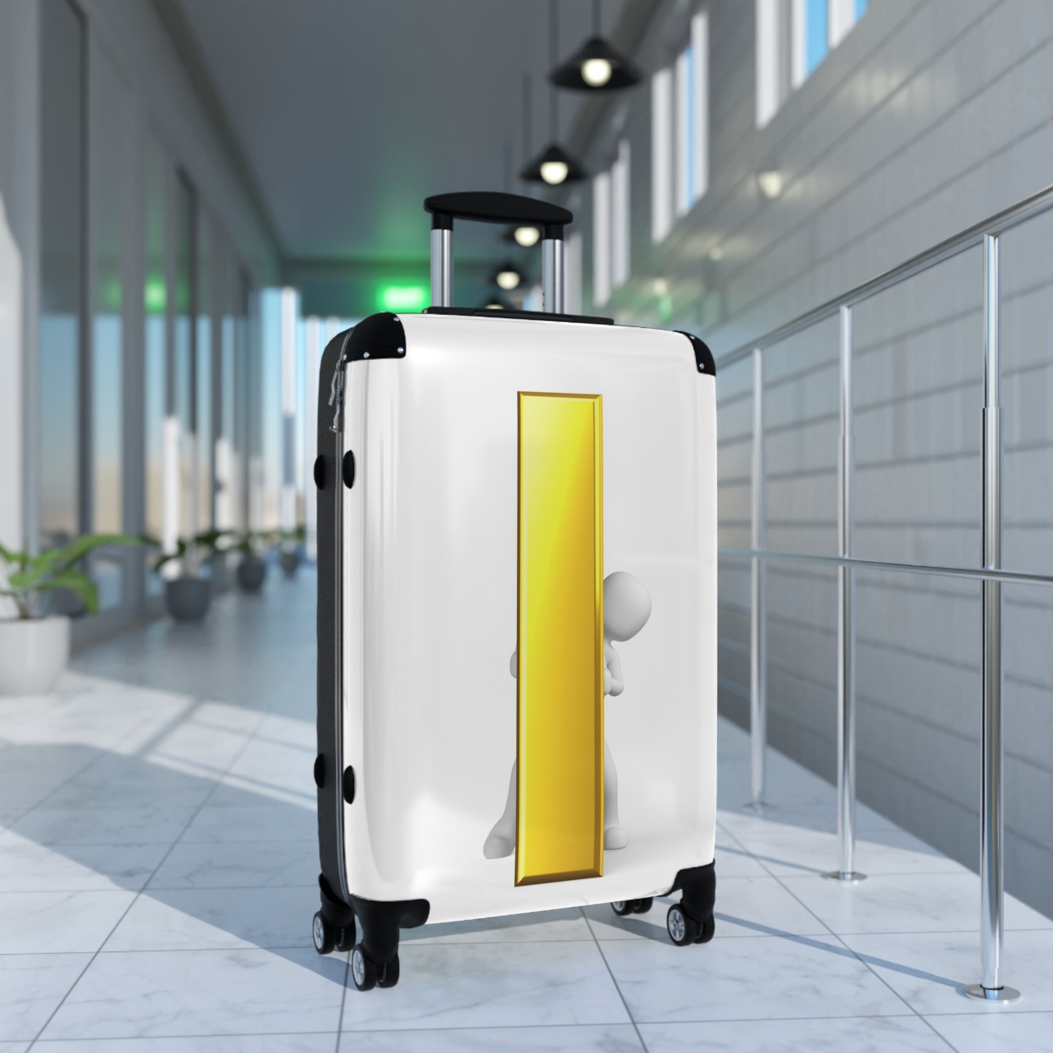 3D Character with Gold Letter i Suitcase | Rolling Luggage