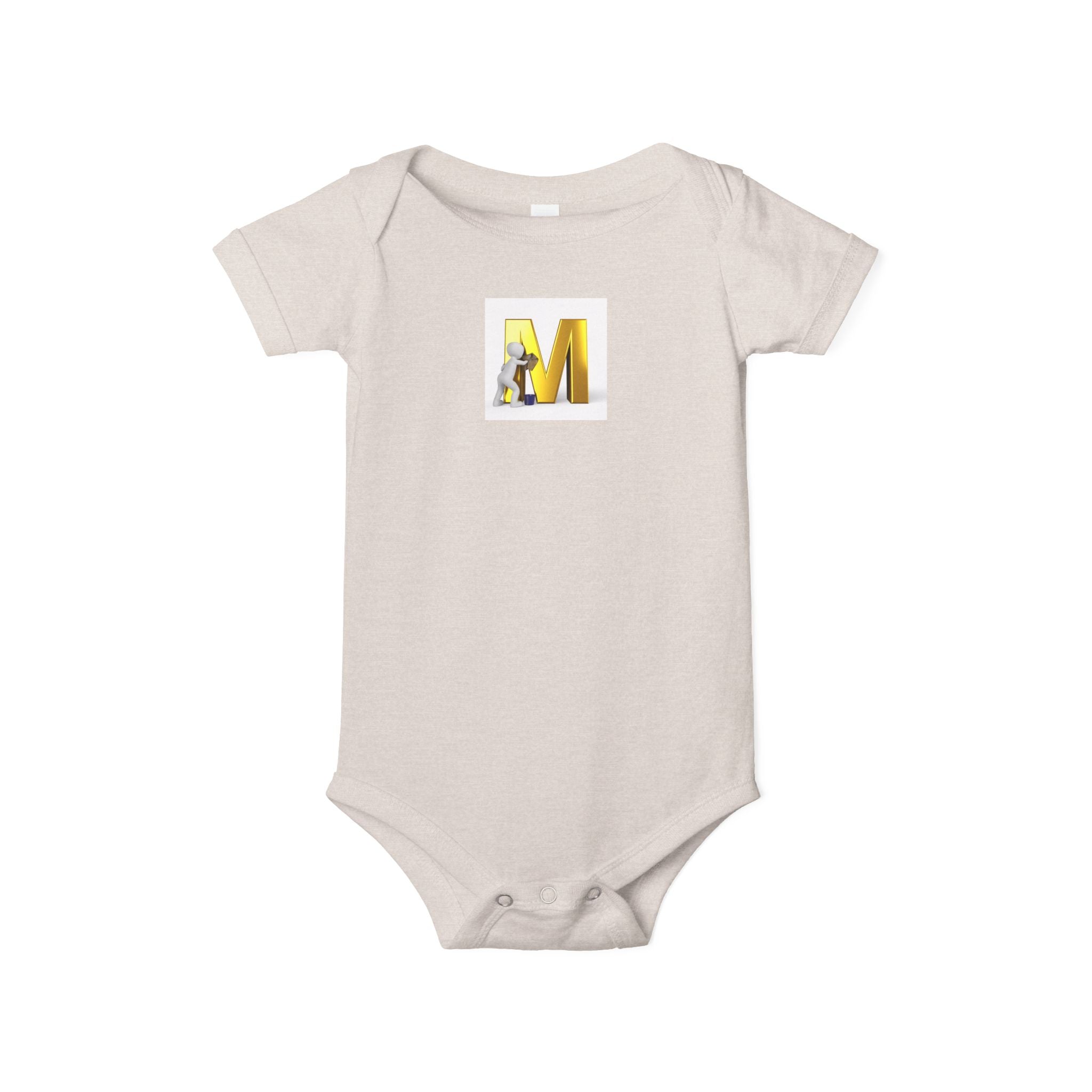 Lettre M jaune avec grenouillère souris | Body bébé initiales monogramme