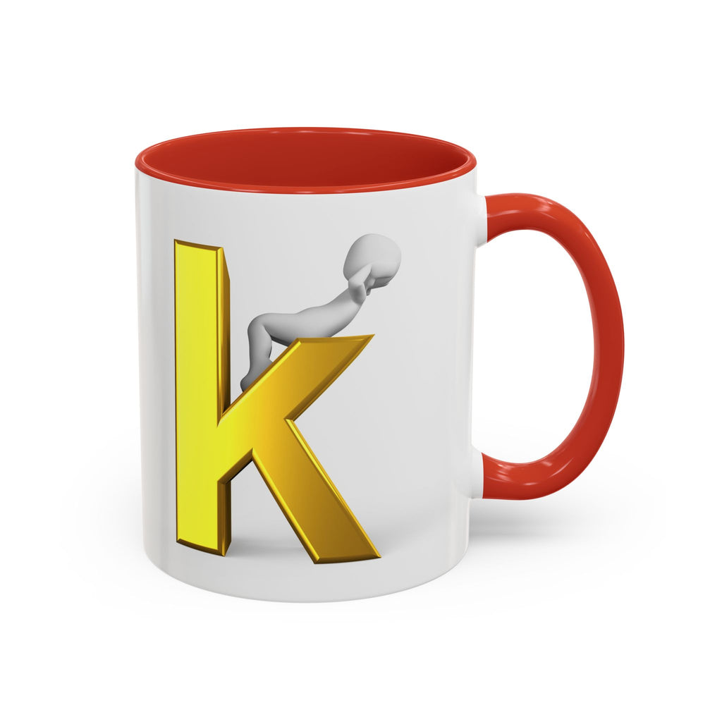 Tasse à café avec lettre K dorée | Tasse à anse colorée 325 ml ou 443 ml