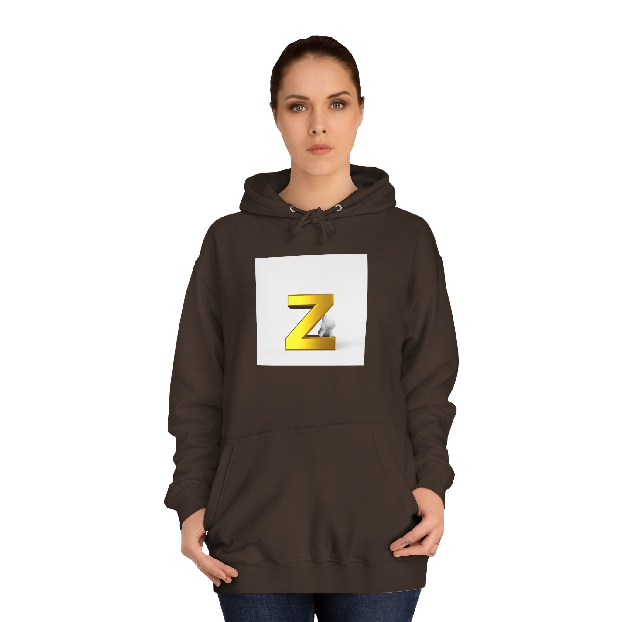 Gold 3D Letter Z Hoodie | Initial Monogram Pullover