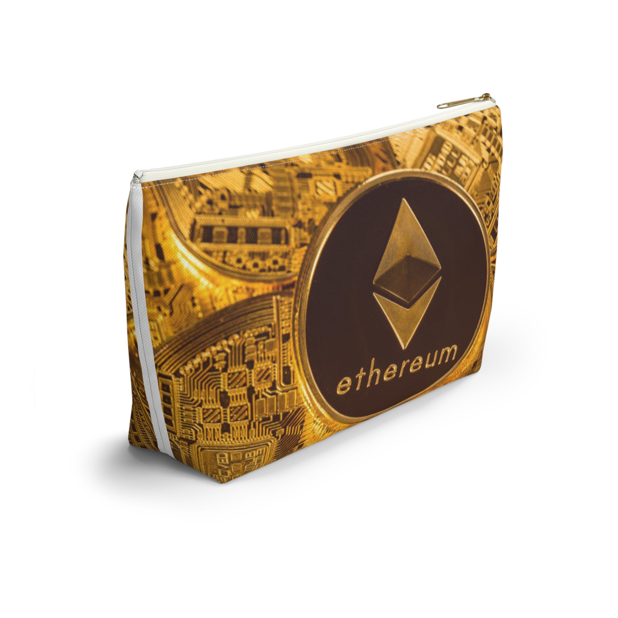 Ethereum Coin Accessory Pouch | Crypto Makeup Bag, T-Bottom Zipper Pouch