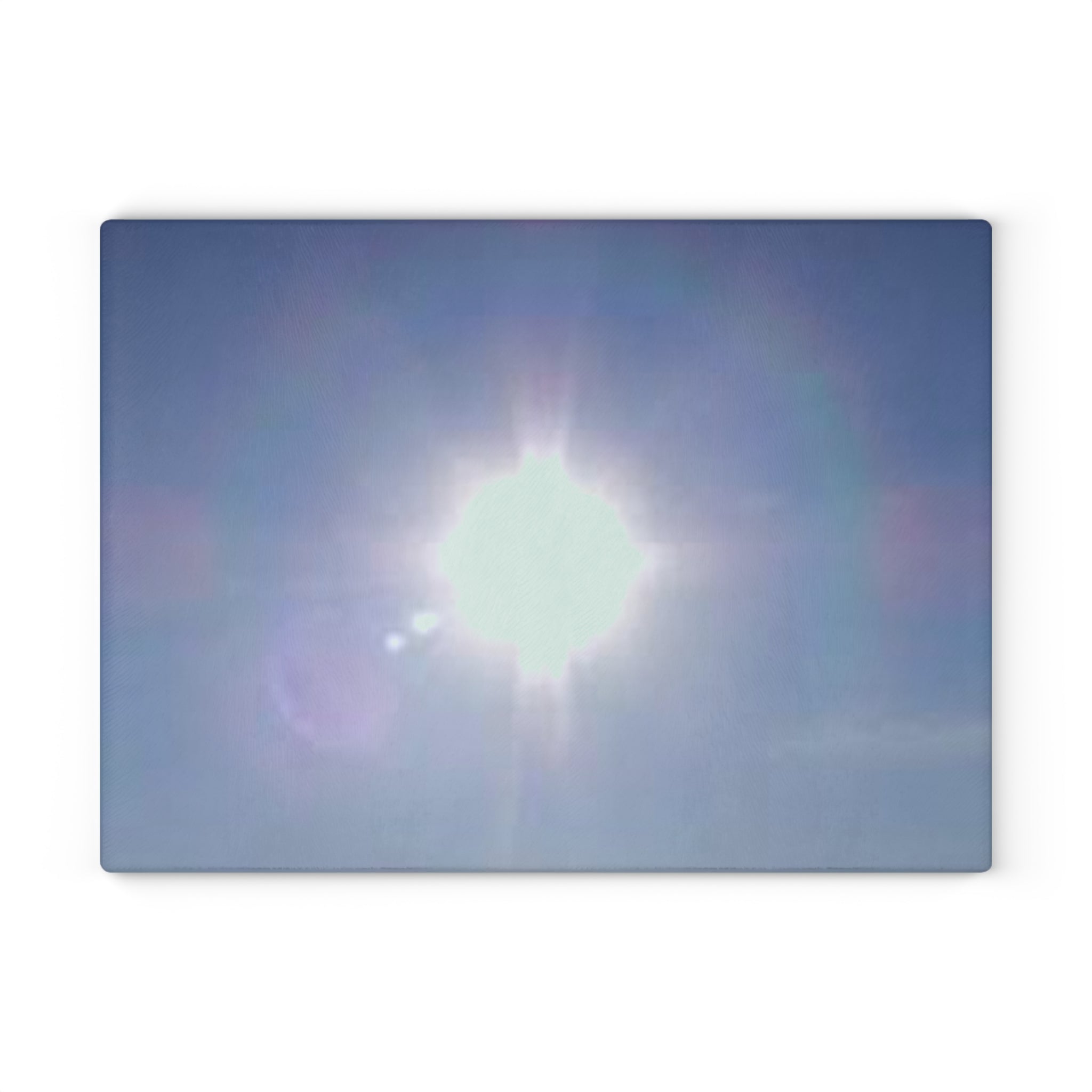 Bright Sunburst Glass Cutting Board | Sunlight Lens Flare Kitchen Decor