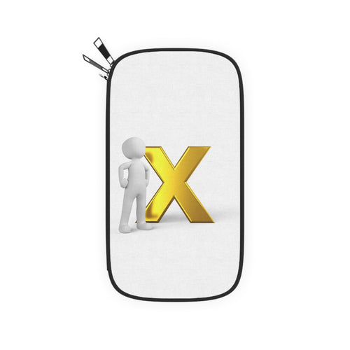 Portefeuille passeport 3D en forme de X doré | Accessoire de voyage graphique minimaliste