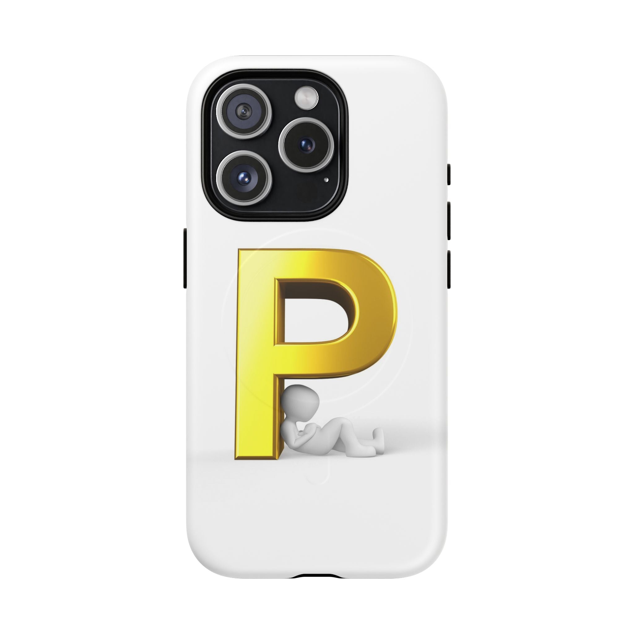 Coque de Téléphone Monogramme Lettre P Dorée | Coque Magnétique Robuste