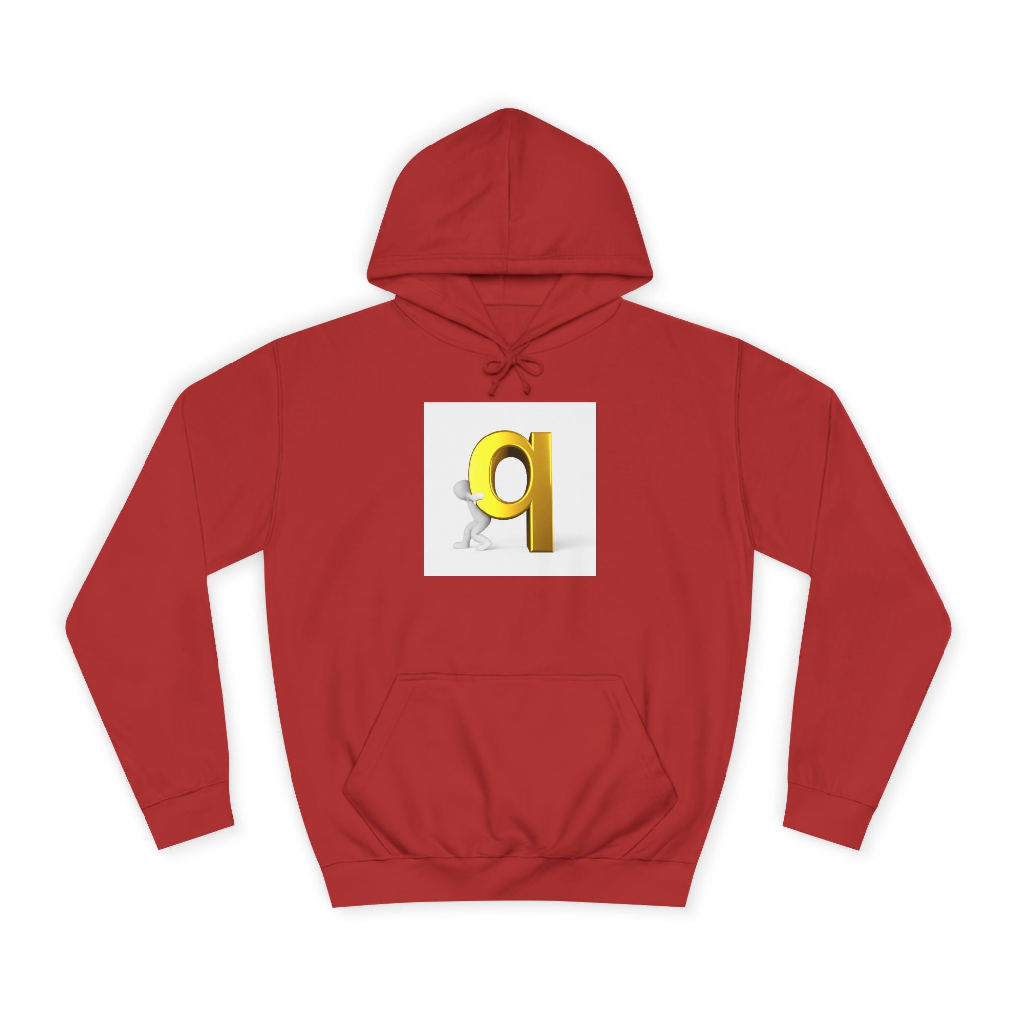 Gold Letter Q Hoodie | 3D Figure Pushing Q Graphic