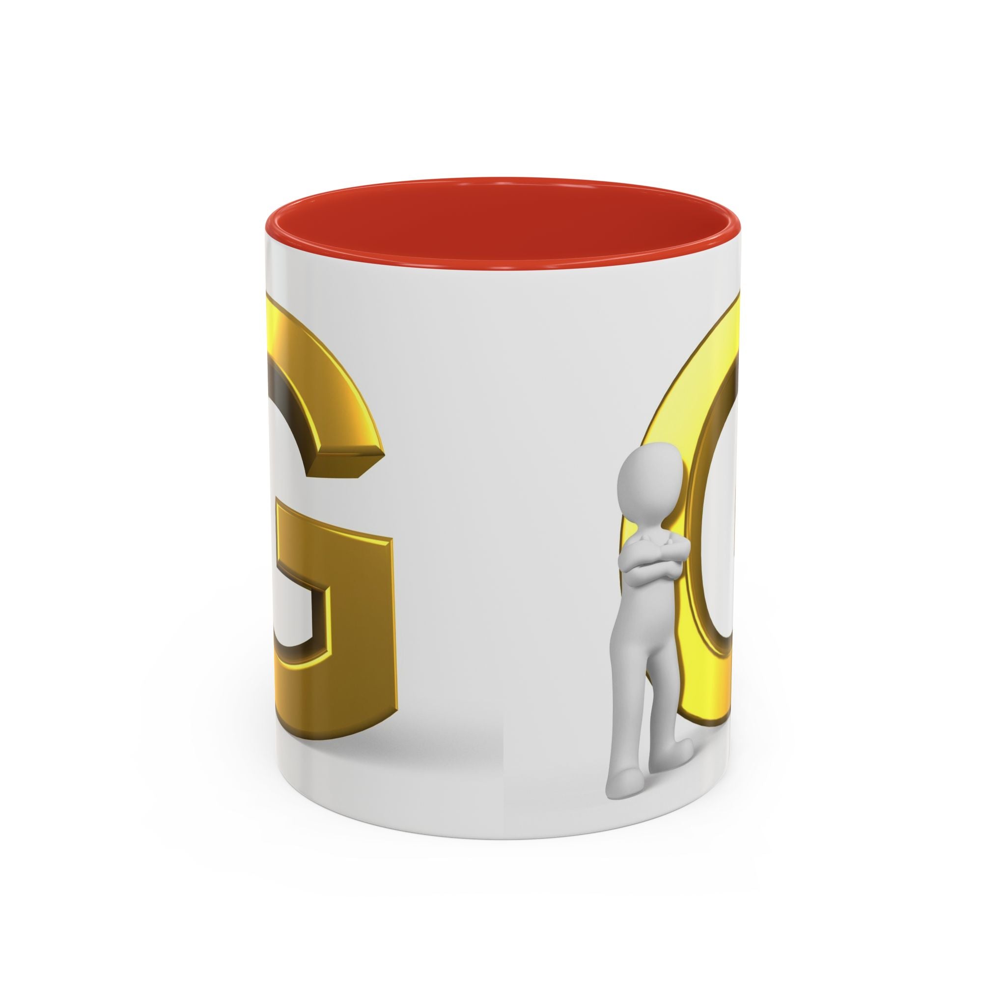 Gold Letter G with 3D Figure Coffee Mug | Initial Monogram Accent