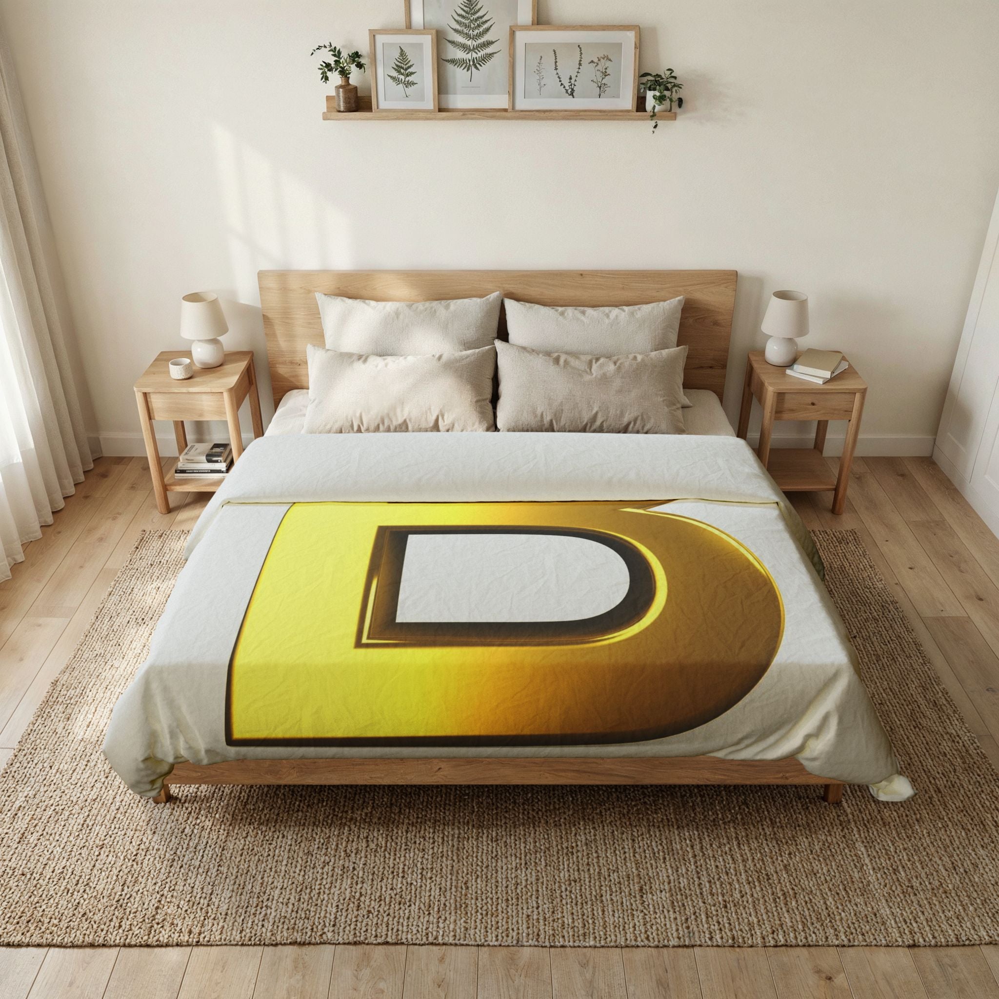 Gold Letter B duvet cover | Monogram initial bedding