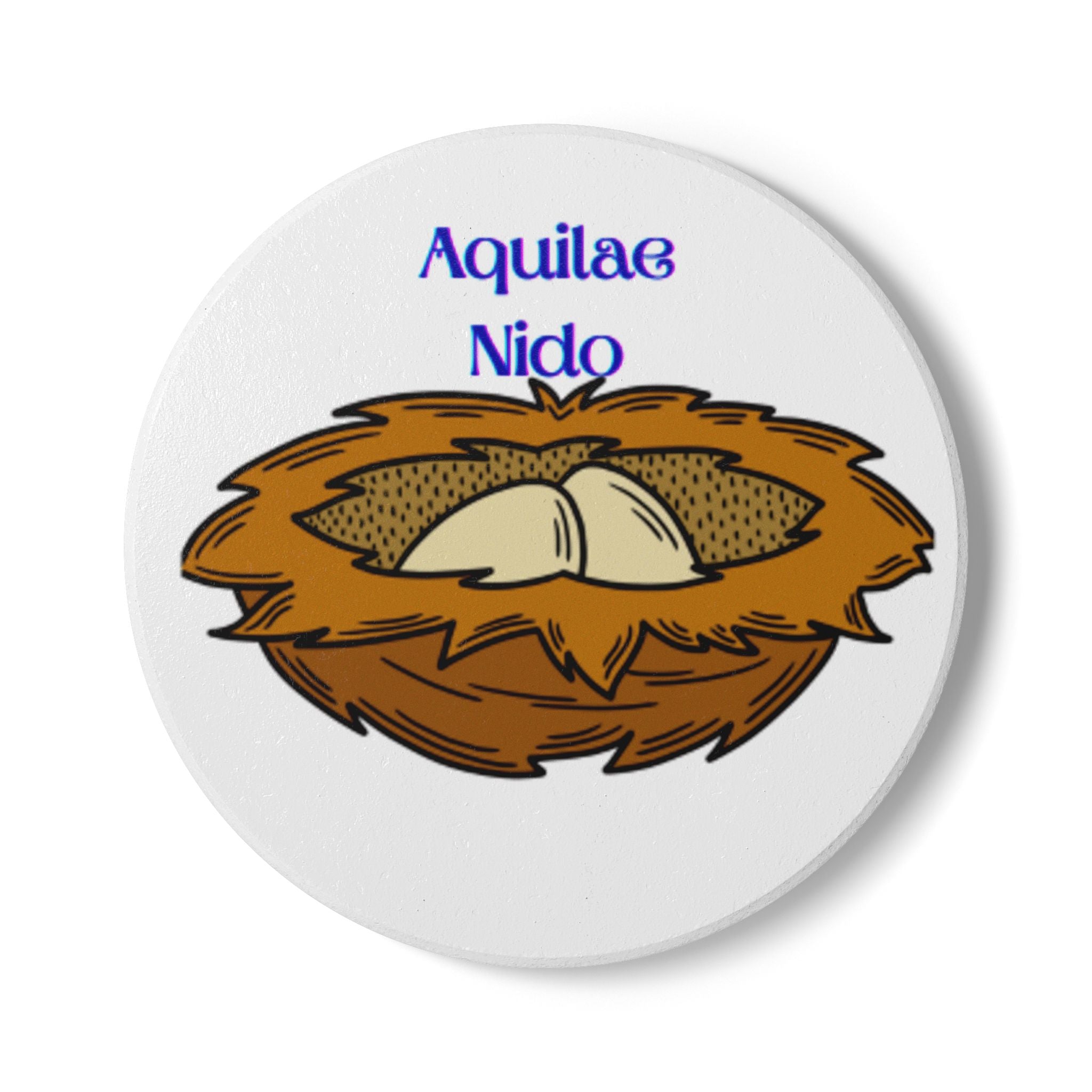 Aquilae Nido Nest Illustration Ceramic Coaster | Bird Nest Artwork