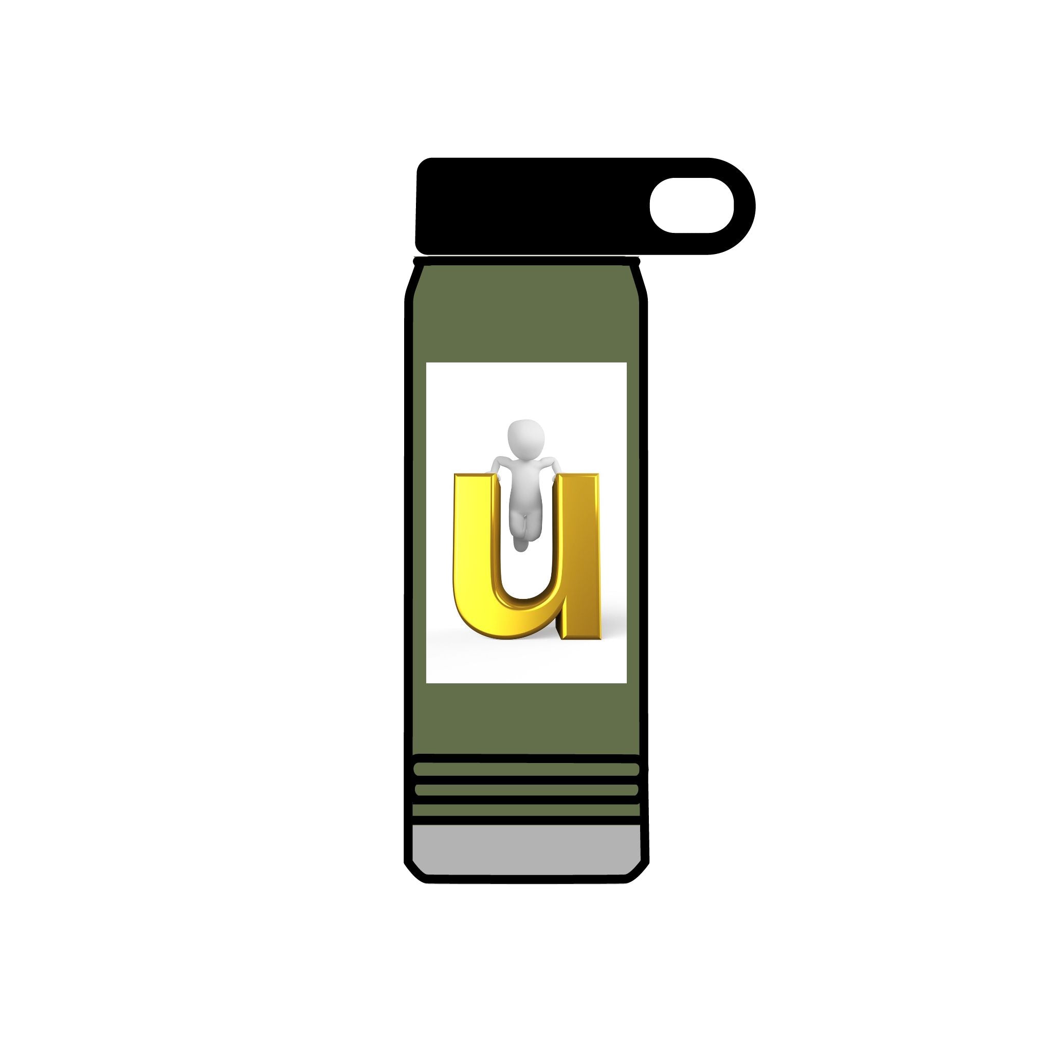 Gold Letter U monogram Water Bottle | 20oz