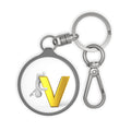 Gold Letter V with Climbing Figure Keyring Tag | Initial V Keychain
