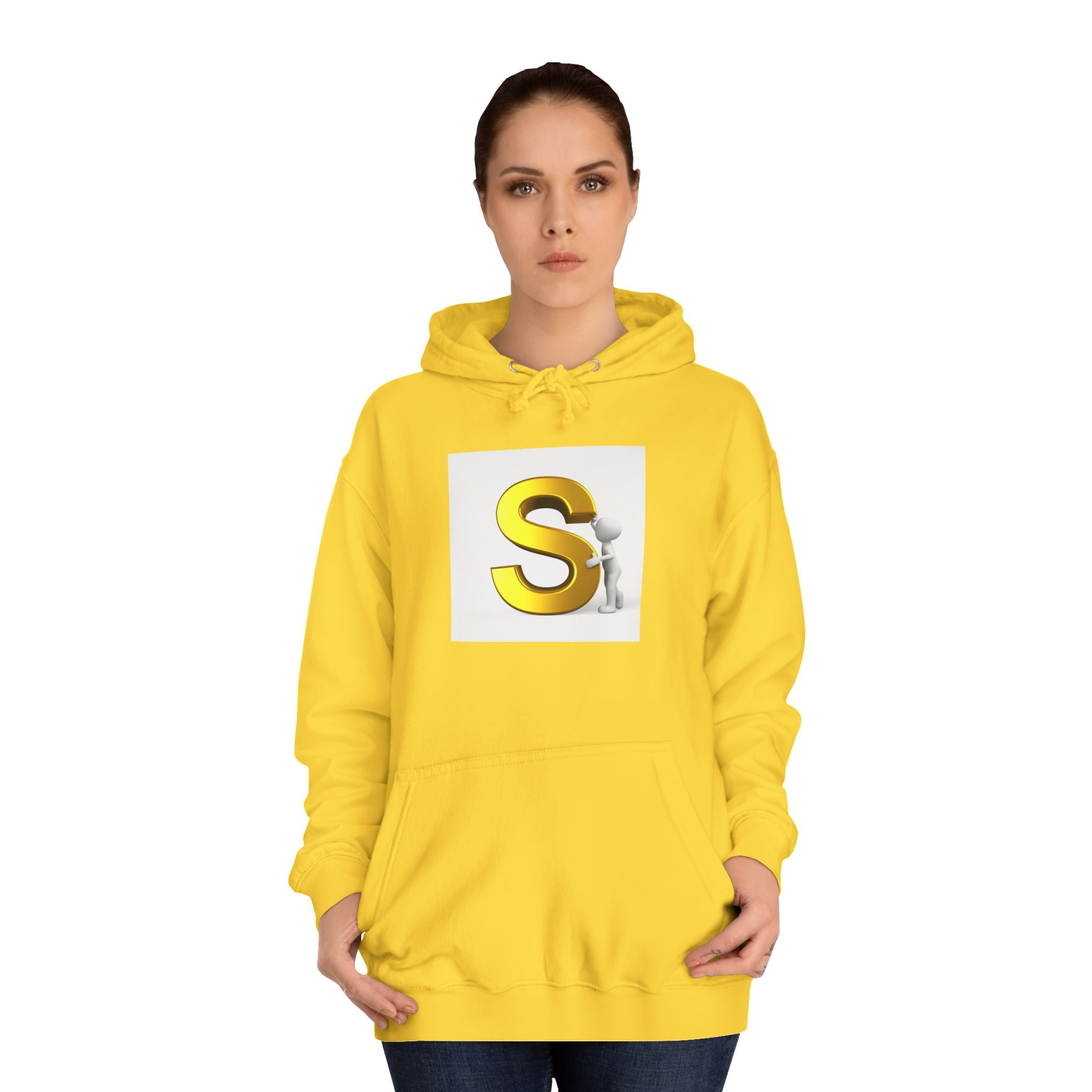 Gold Letter S with Character Hoodie | Initial Monogram Sweatshirt