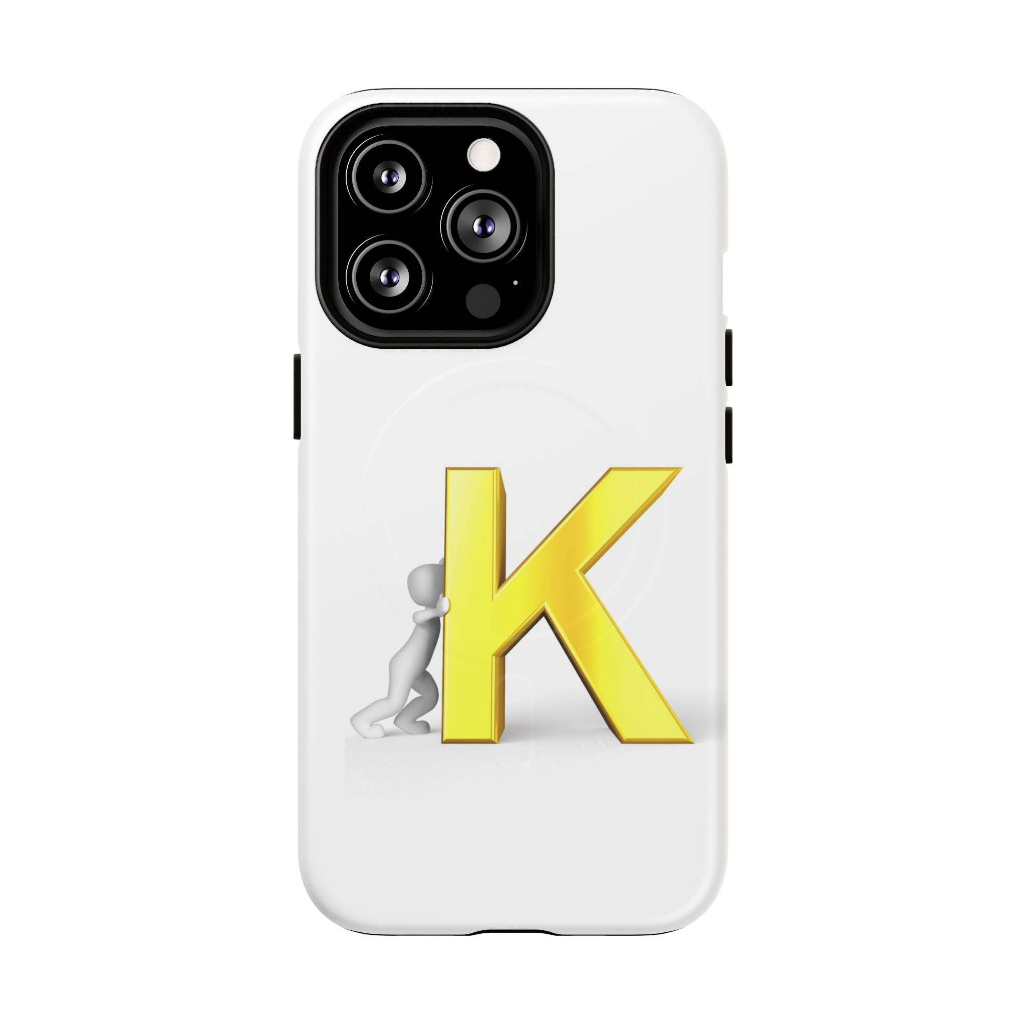 Yellow K Letter Phone Case | Tough Magnetic Case, Monogram Initial K