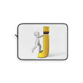 3D Stick Figure Climbing Gold Letter J Laptop Sleeve | Monogram Initial Case