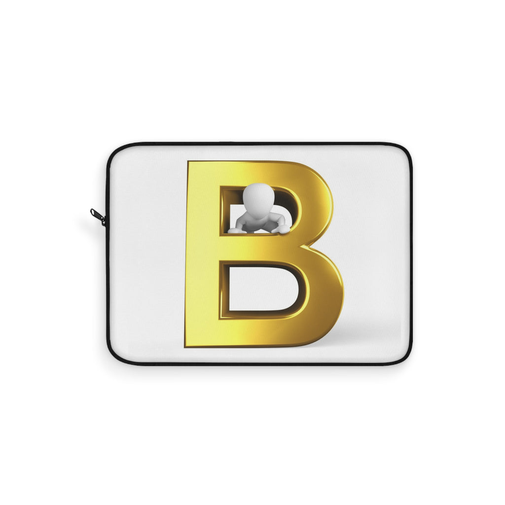 Gold Letter B Initial Laptop Sleeve | Monogram Alphabet Case