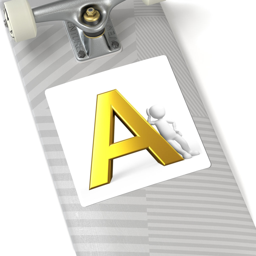 Gold Letter A with 3D Figure Sticker