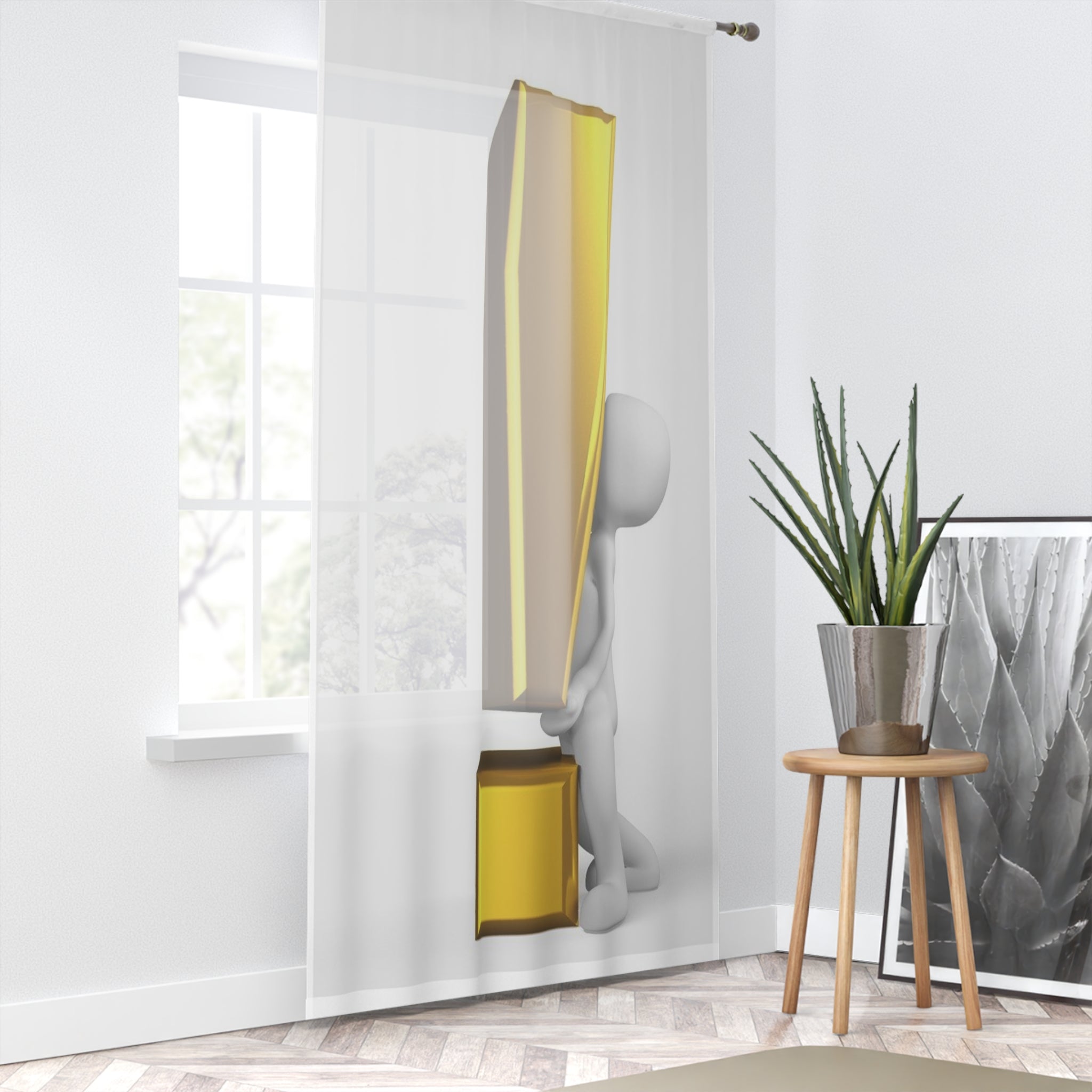 Gold Exclamation Mark Curtain | Novelty Window Curtain