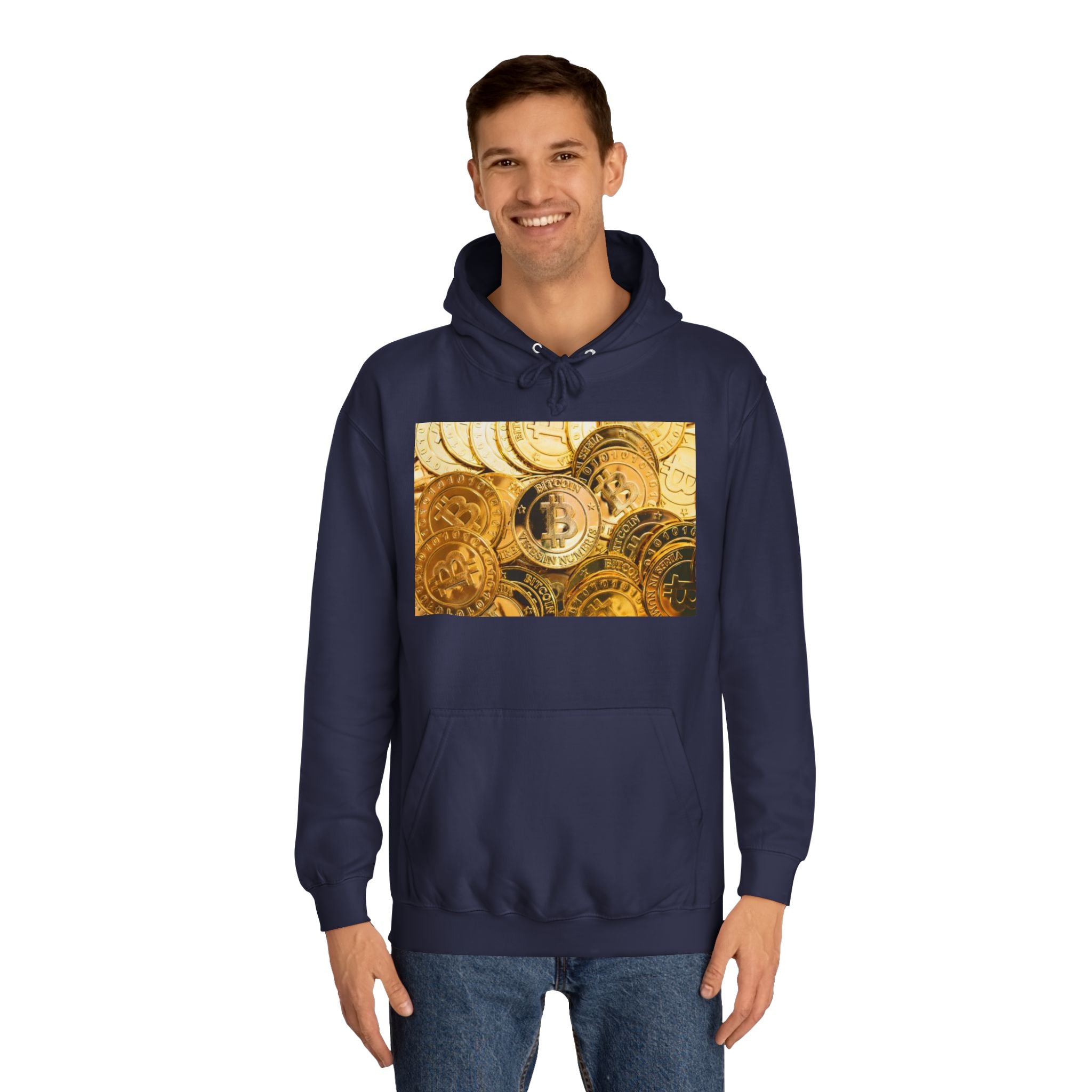 Golden Bitcoin Coins Hoodie | Crypto Cryptocurrency Crypto Art, Digital Currency Apparel