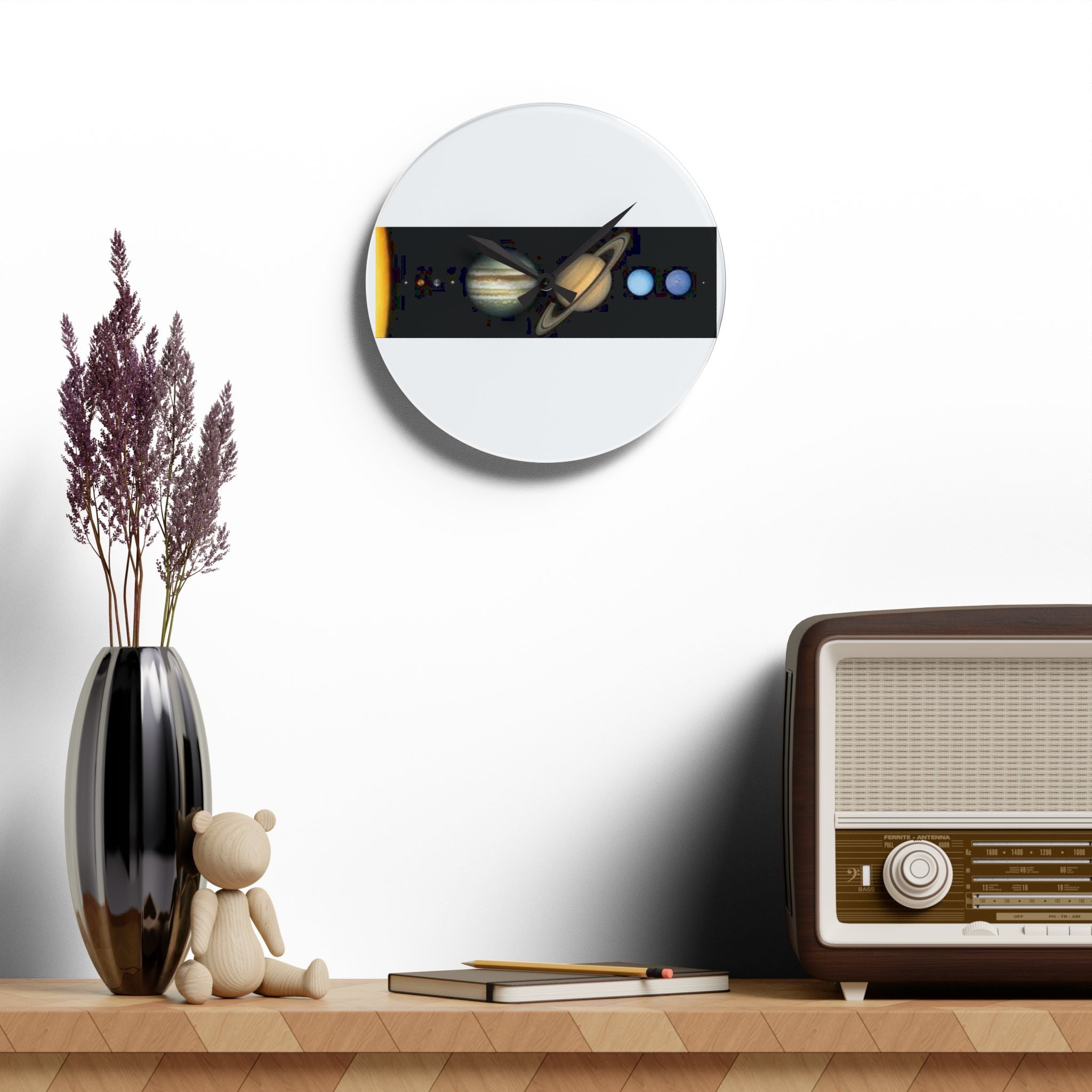 Solar System Planets Acrylic Wall Clock | Space Planet Design