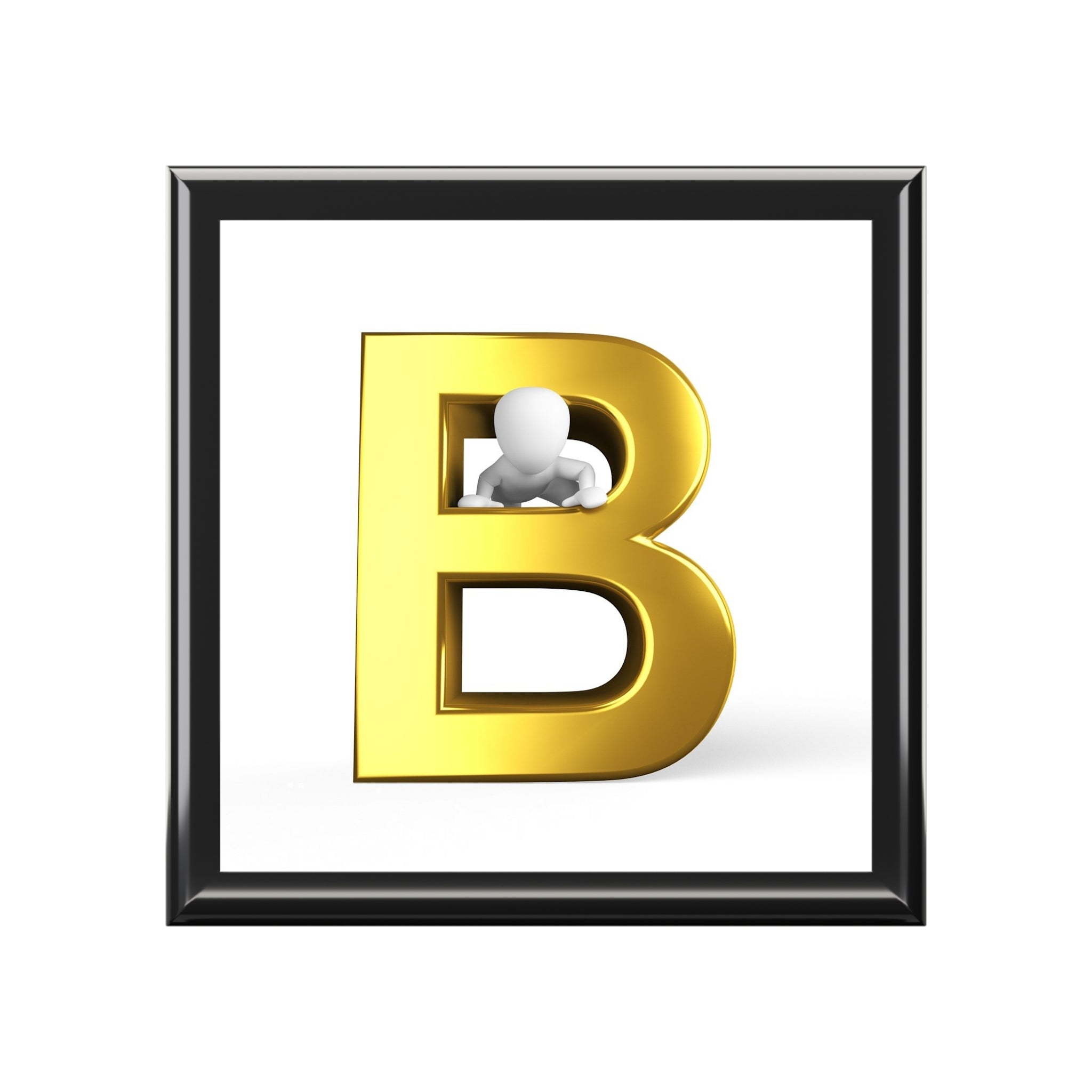 Gold Letter B Monogram Jewelry Box | Personalized Initial Keepsake