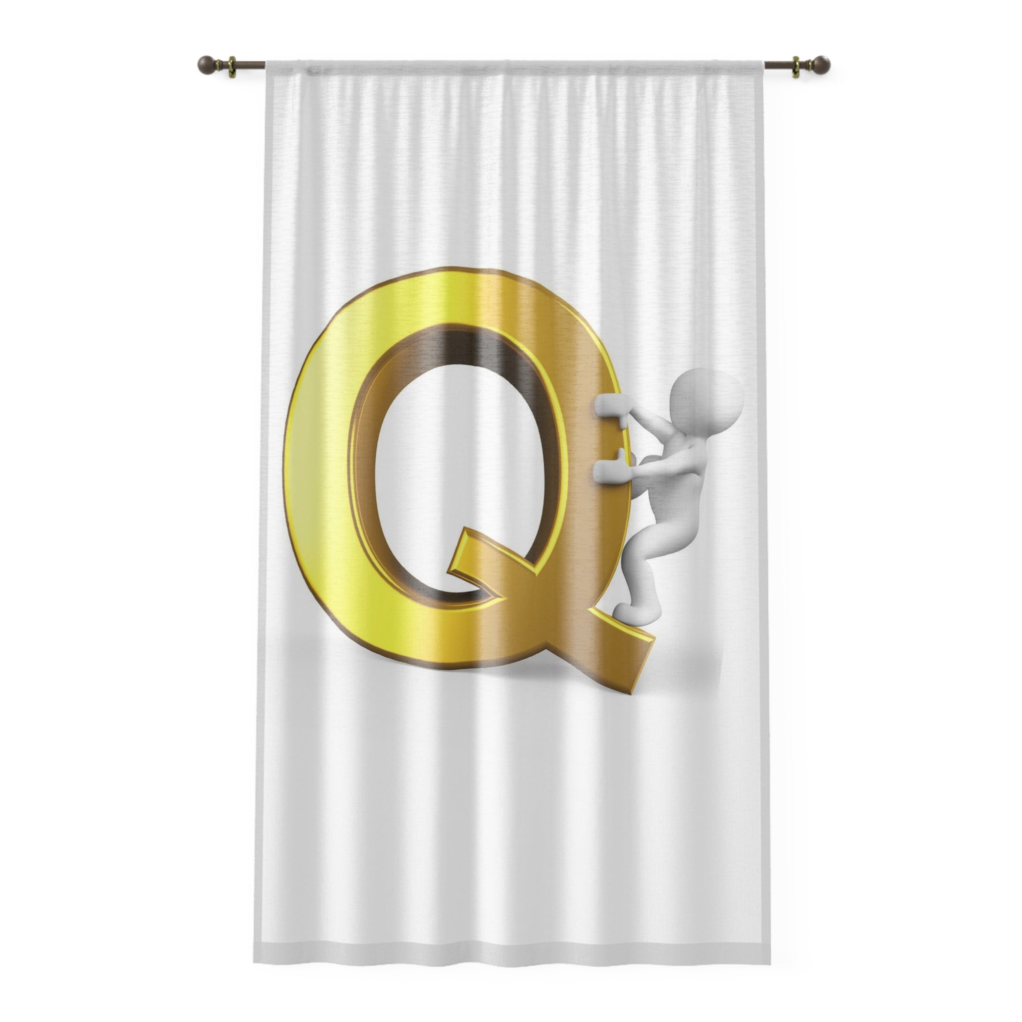 Gold Letter Q Curtain | Monogram Window Curtain, Alphabet Decor