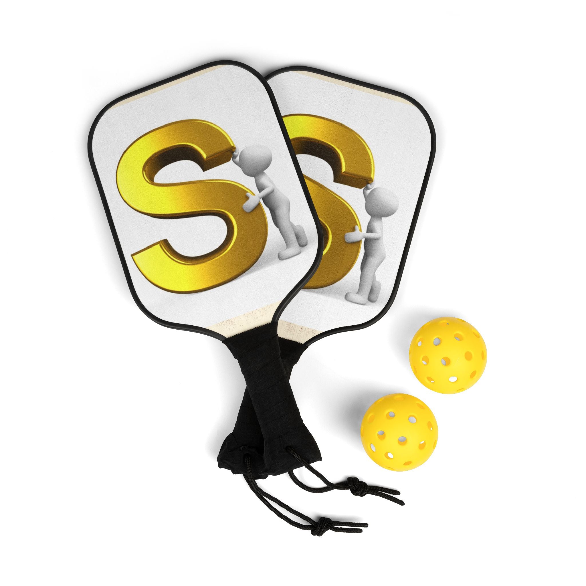 Gold Letter S Pickleball Paddle