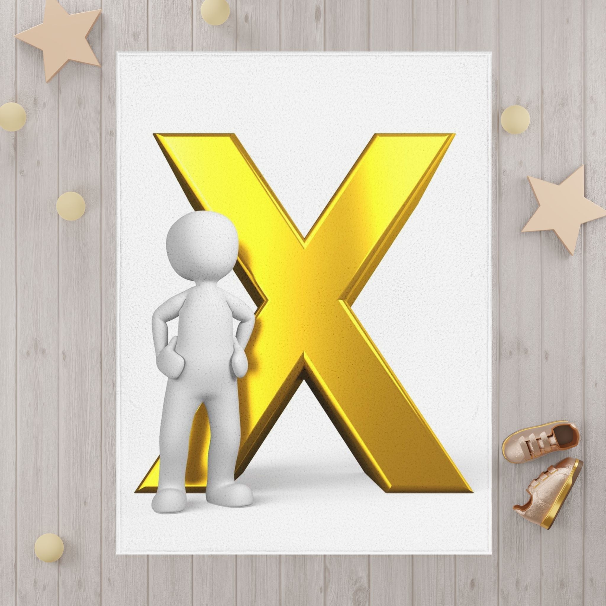 Gold Letter X toddler blanket | Alphabet Initial Nursery Throw