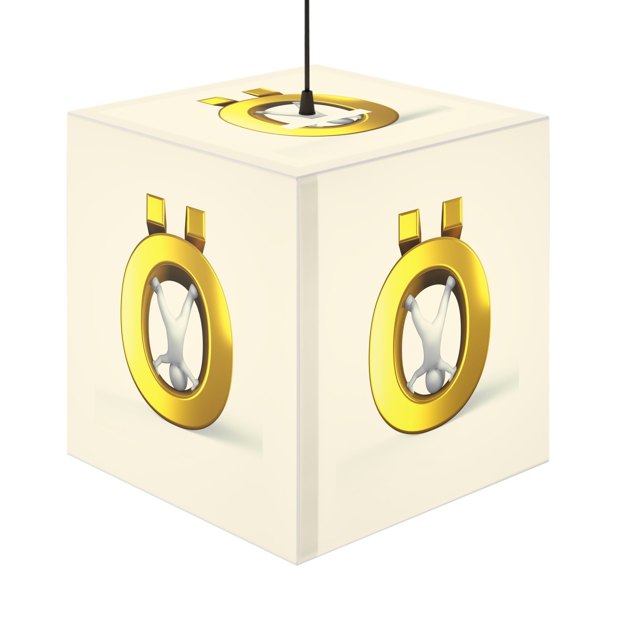 Golden Letter Ö Light Cube Lamp | Modern Minimalist Hanging Lamp