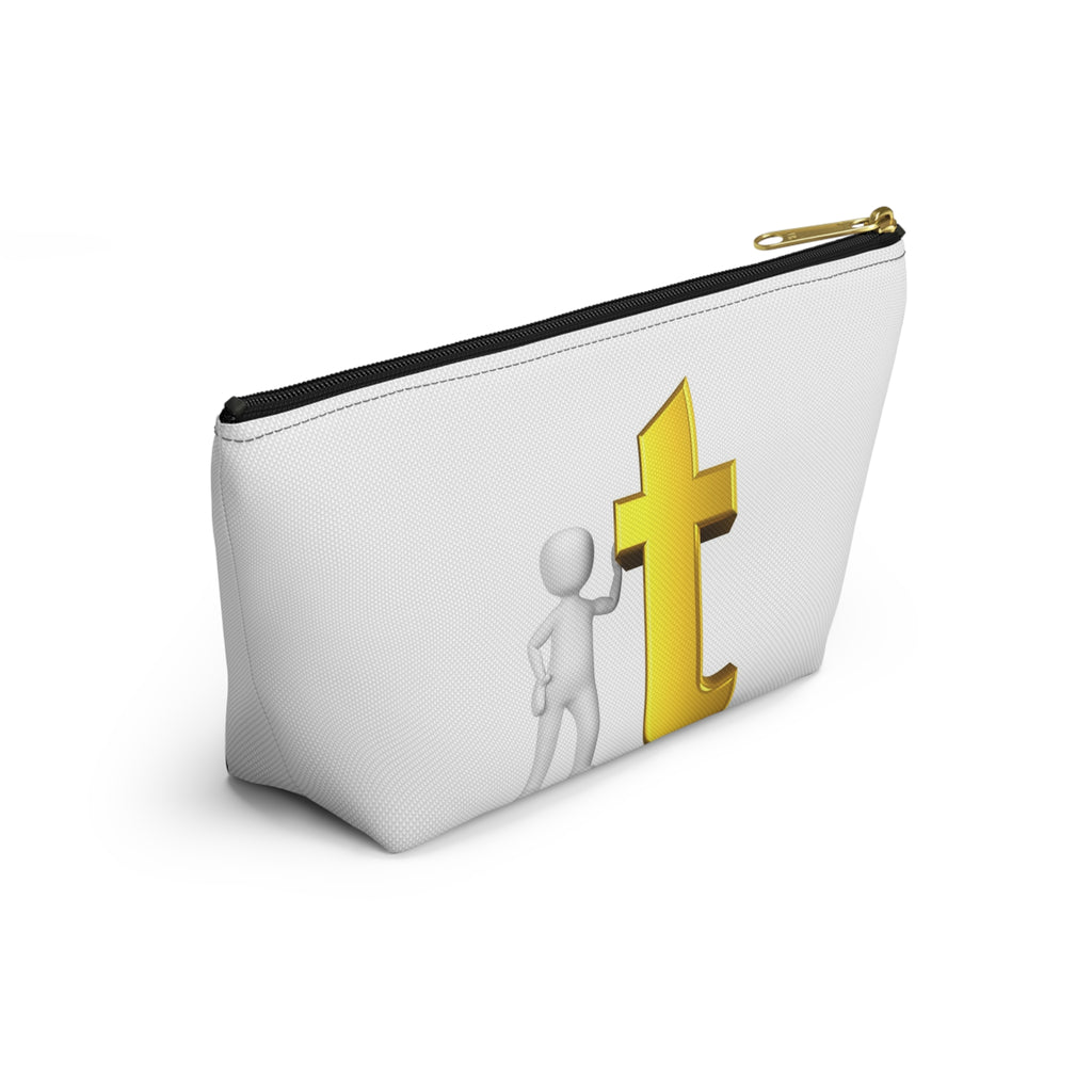 Gold Letter T Monogram Accessory Pouch | T-Bottom Makeup Bag