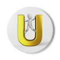 Gold Letter U with Climber Ceramic Coaster | Monogram Initial Coaster