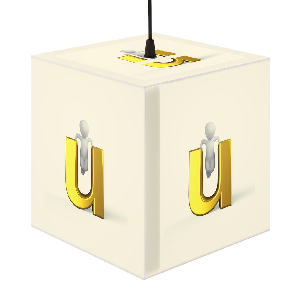3D Gold Letter U Light Cube Lamp | Monogram Initial Pendant Light