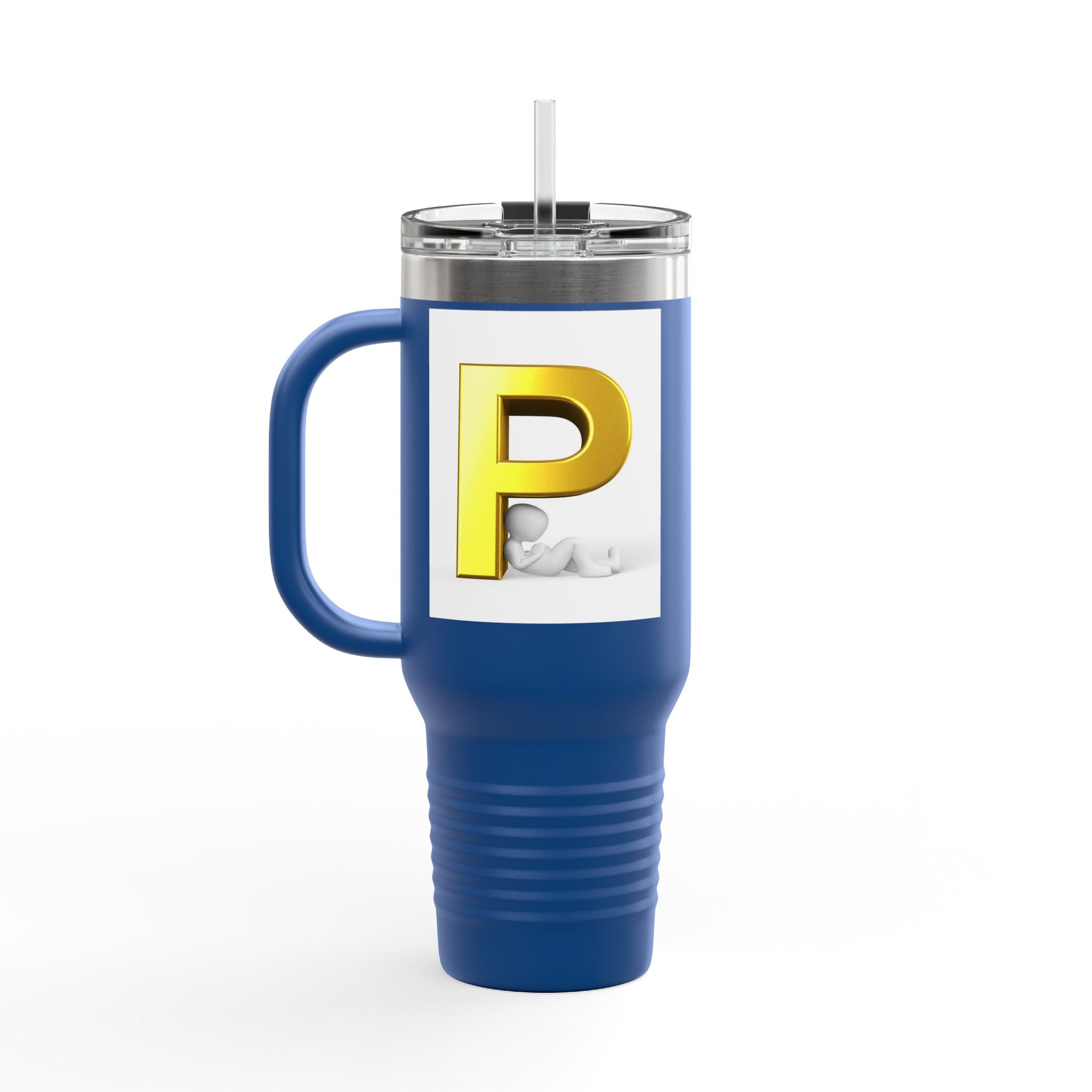 Gold Letter P Monogram Travel Mug | 40oz Insulated Tumbler