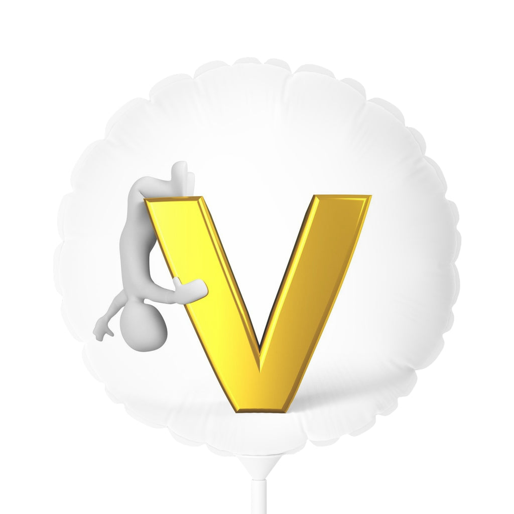 Gold Letter V Balloon 11" Round or Heart-shaped Foil Balloon
