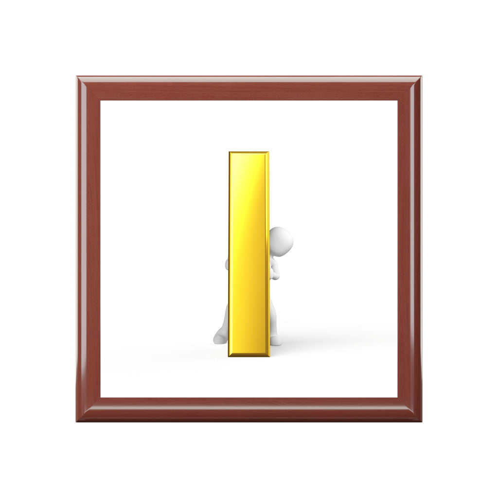 Minimalist Gold Letter i  Illustration Jewelry Box | Modern Keepsake Box