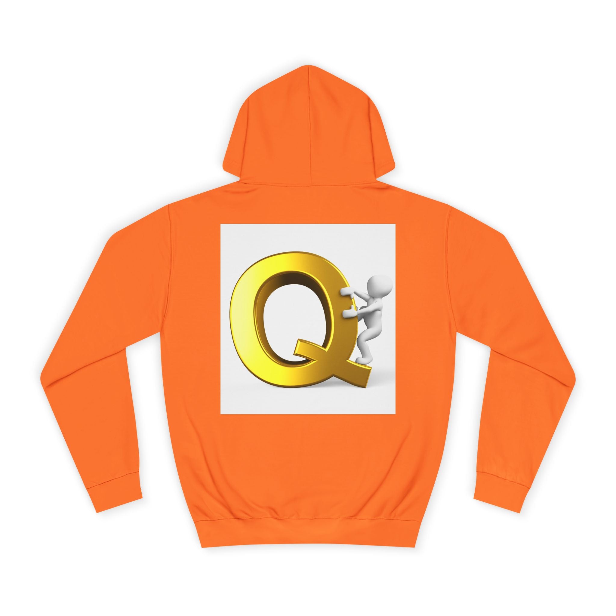 Golden Q Letter Hoodie | 3D Character Climbing Initial Sweatshirt