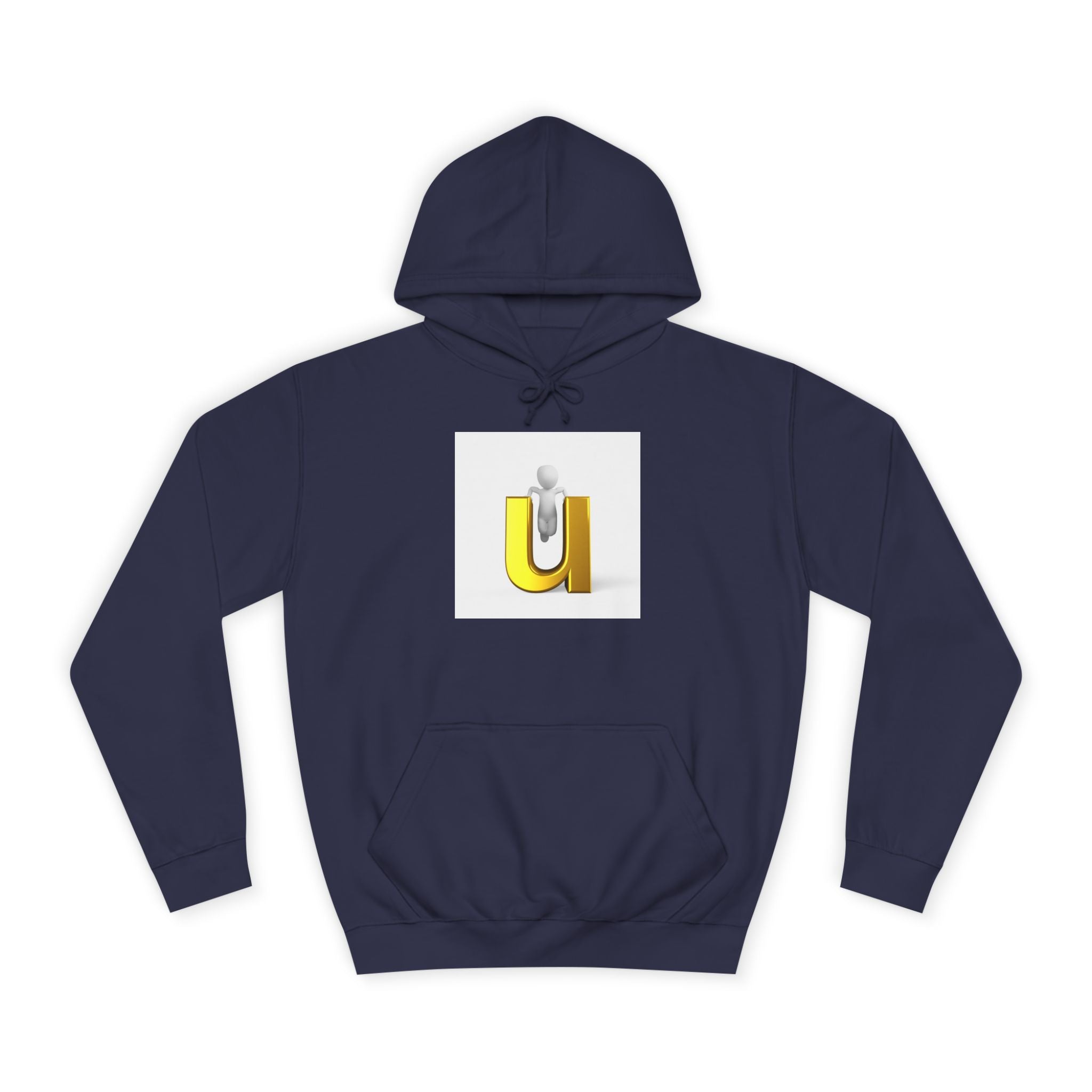 Sweat à capuche lettre U dorée en 3D | Sweat-shirt initial minimaliste