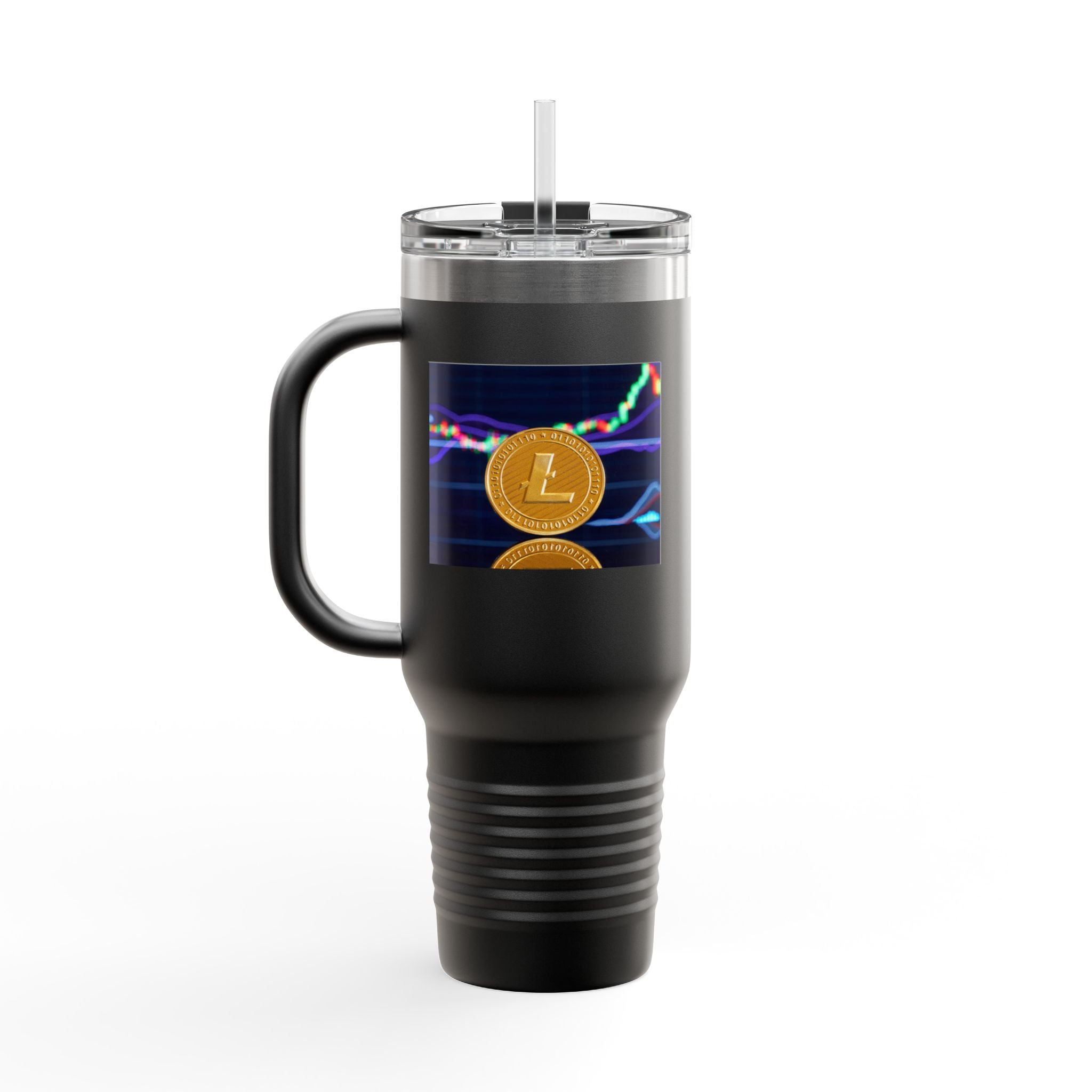 Litecoin Crypto Coin with Price Chart Tumbler | 40oz Insulated Travel Mug