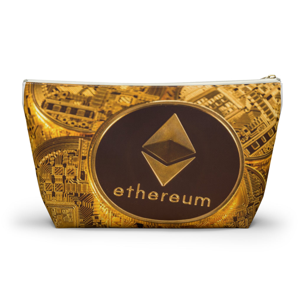 Ethereum Coin Accessory Pouch | Crypto Makeup Bag, T-Bottom Zipper Pouch