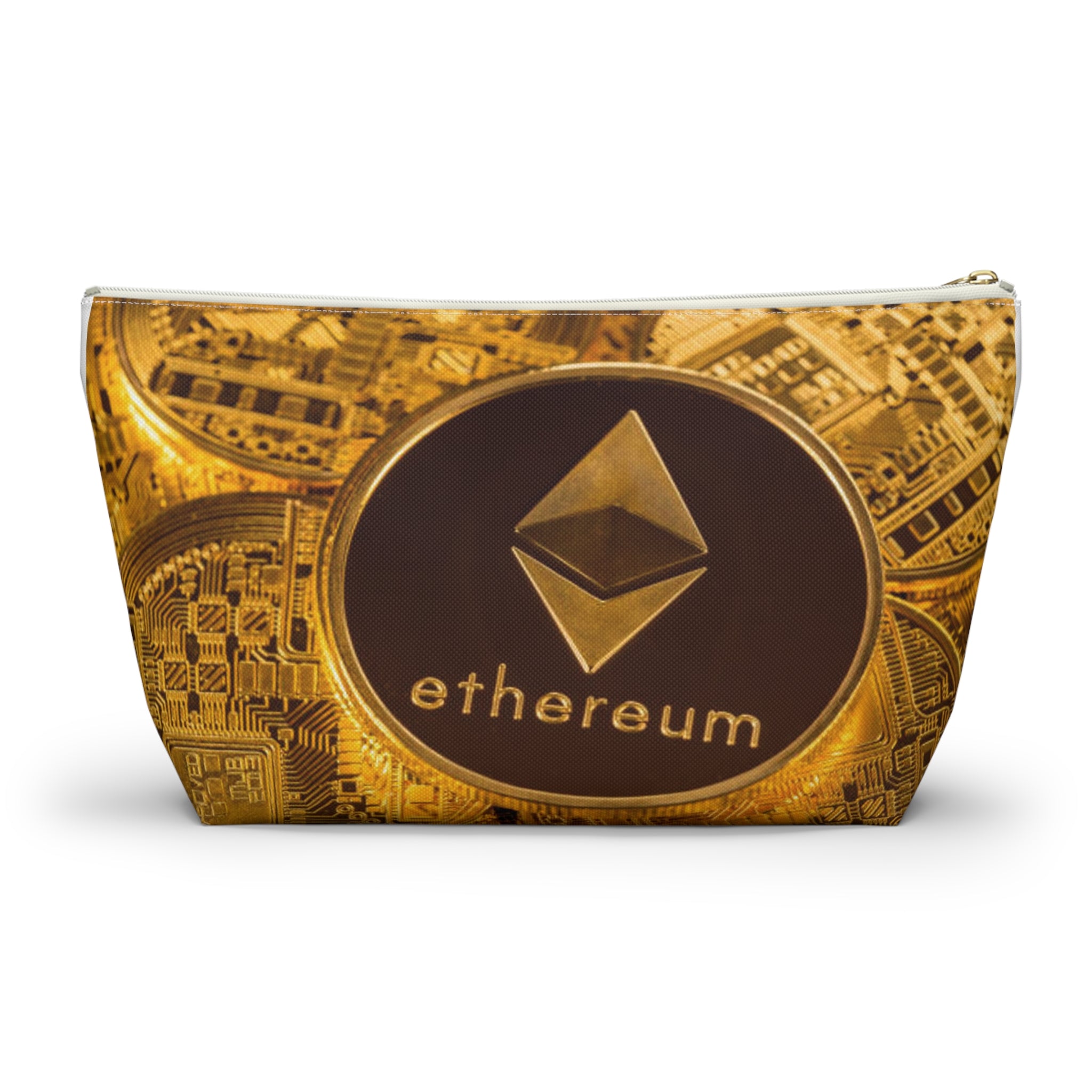 Ethereum Coin Accessory Pouch | Crypto Makeup Bag, T-Bottom Zipper Pouch