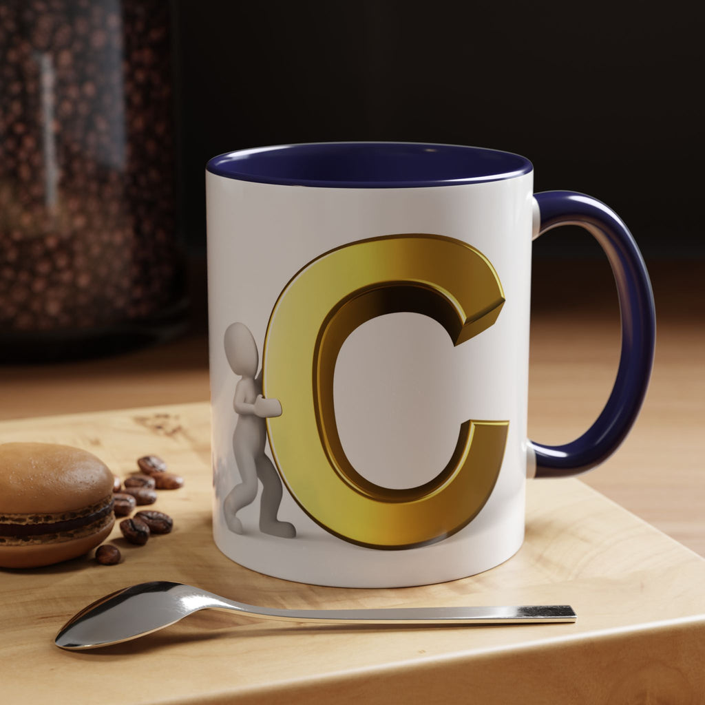 Tasse mit goldenem Buchstaben C | Akzent-Kaffeetasse, Initialbuchstabe C