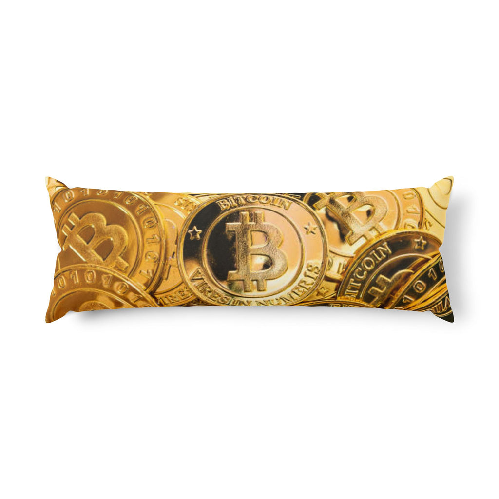 Bitcoin Coin Pattern Body Pillow | Cryptocurrency Crypto Bolster Pillow
