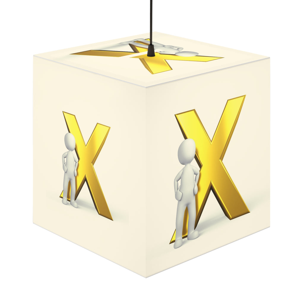 Gold X Letter Design Light Cube Lamp | Alphabet Initial Decor